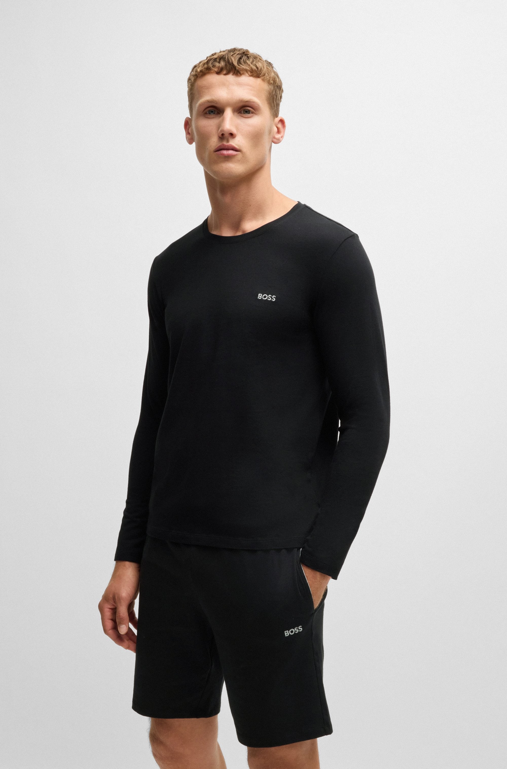BOSS Langarmshirt »Mix&Match LS-Shirt R«, mit BOSS Stickerei auf der Brust