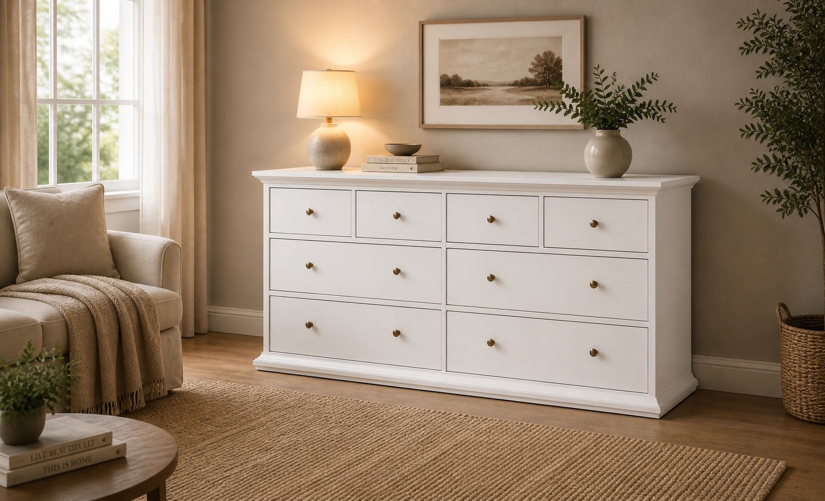Home affaire Kommode »Kommode, 8 Schubladen, breit, Landhausstil«