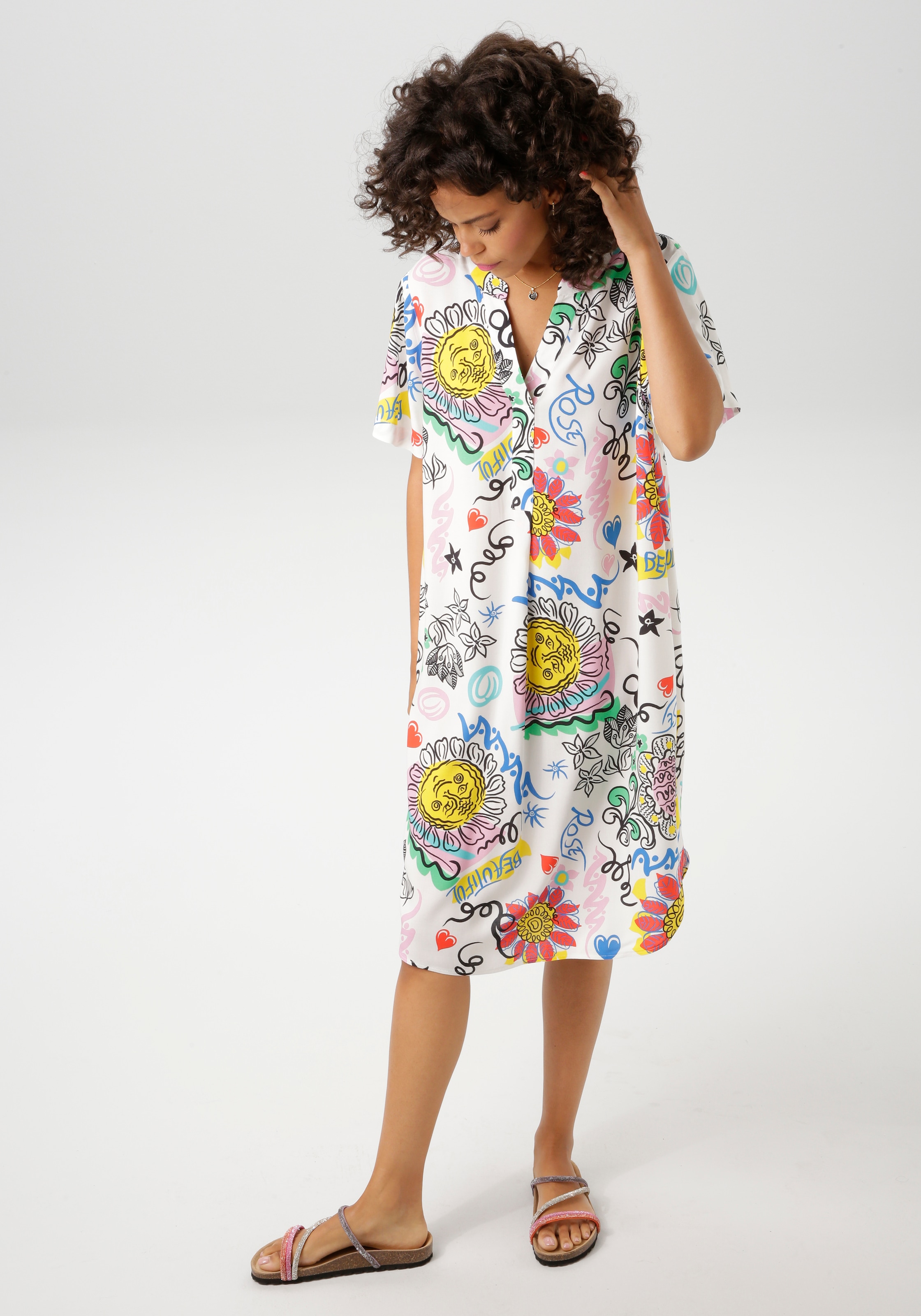 Aniston CASUAL Sommerkleid, mit farbenfrohem, kunstvollen Druck