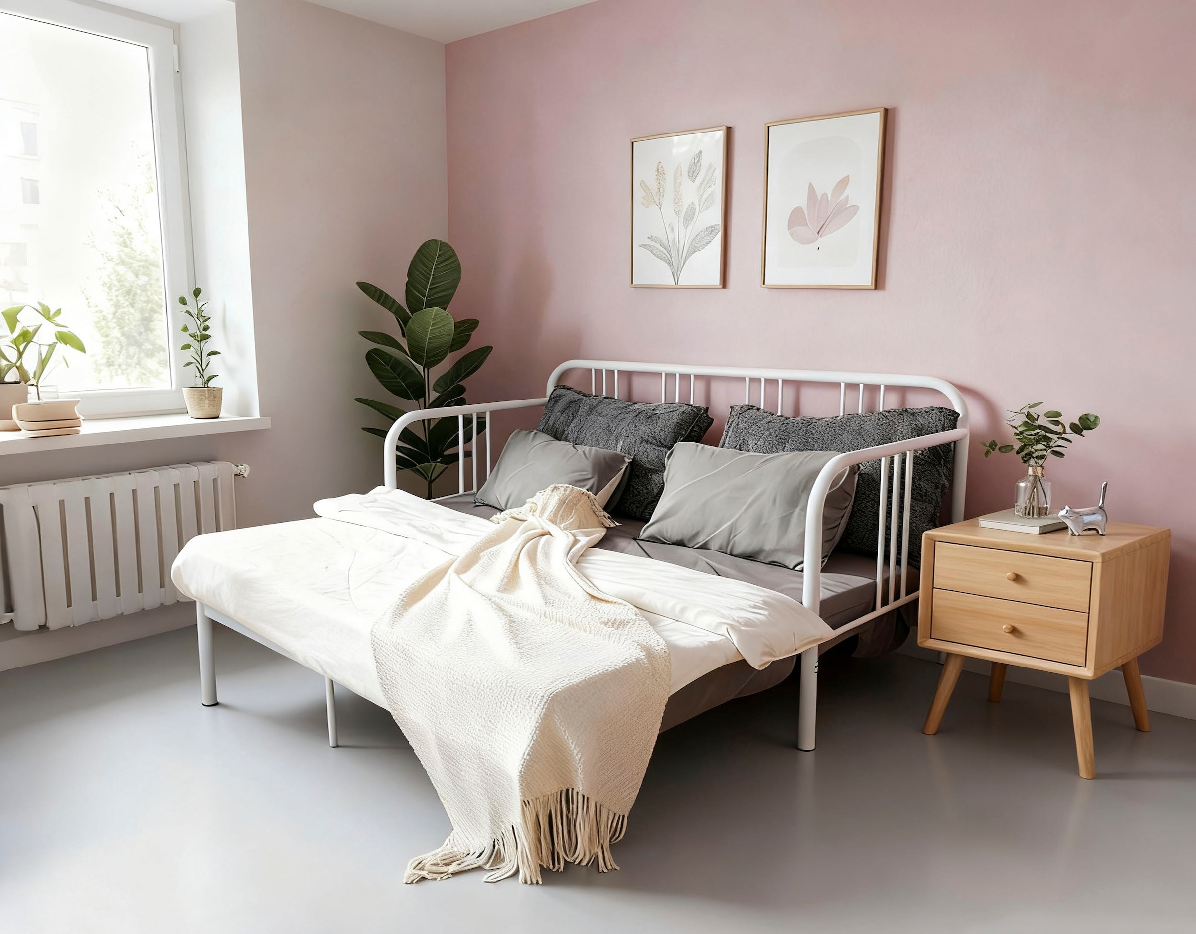 OTTO home Metallbett »Trento Bett Bettgestell Bestseller Doppelbett Ausziehbett« Bestseller Gästebett Sofabett Schlafzimmer,  Daybett mit Ausziefunktion im Landhausdesign weiß