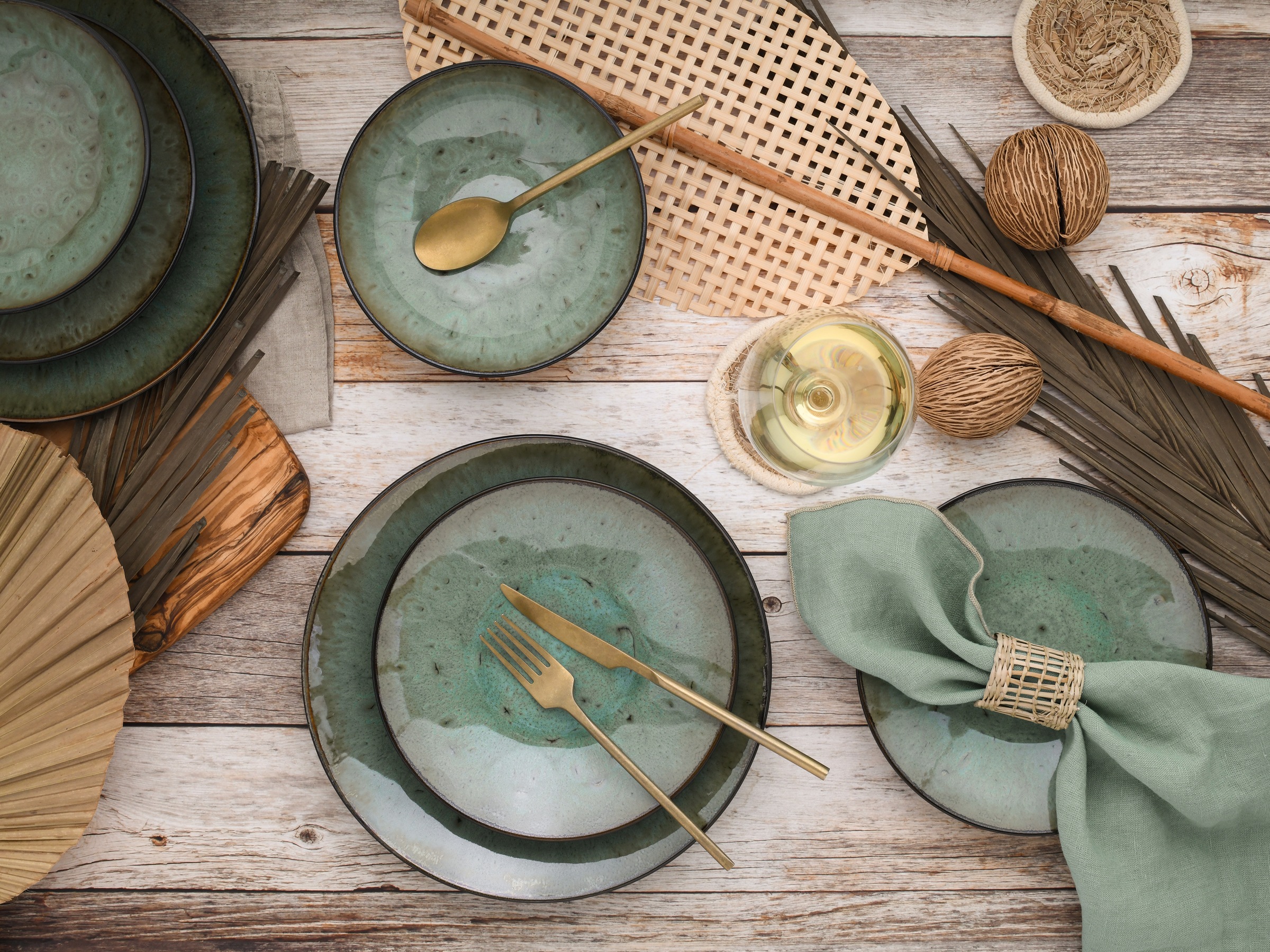 CreaTable Teller-Set »Jawa, Tellerset 12-tlg« Reaktivglasur