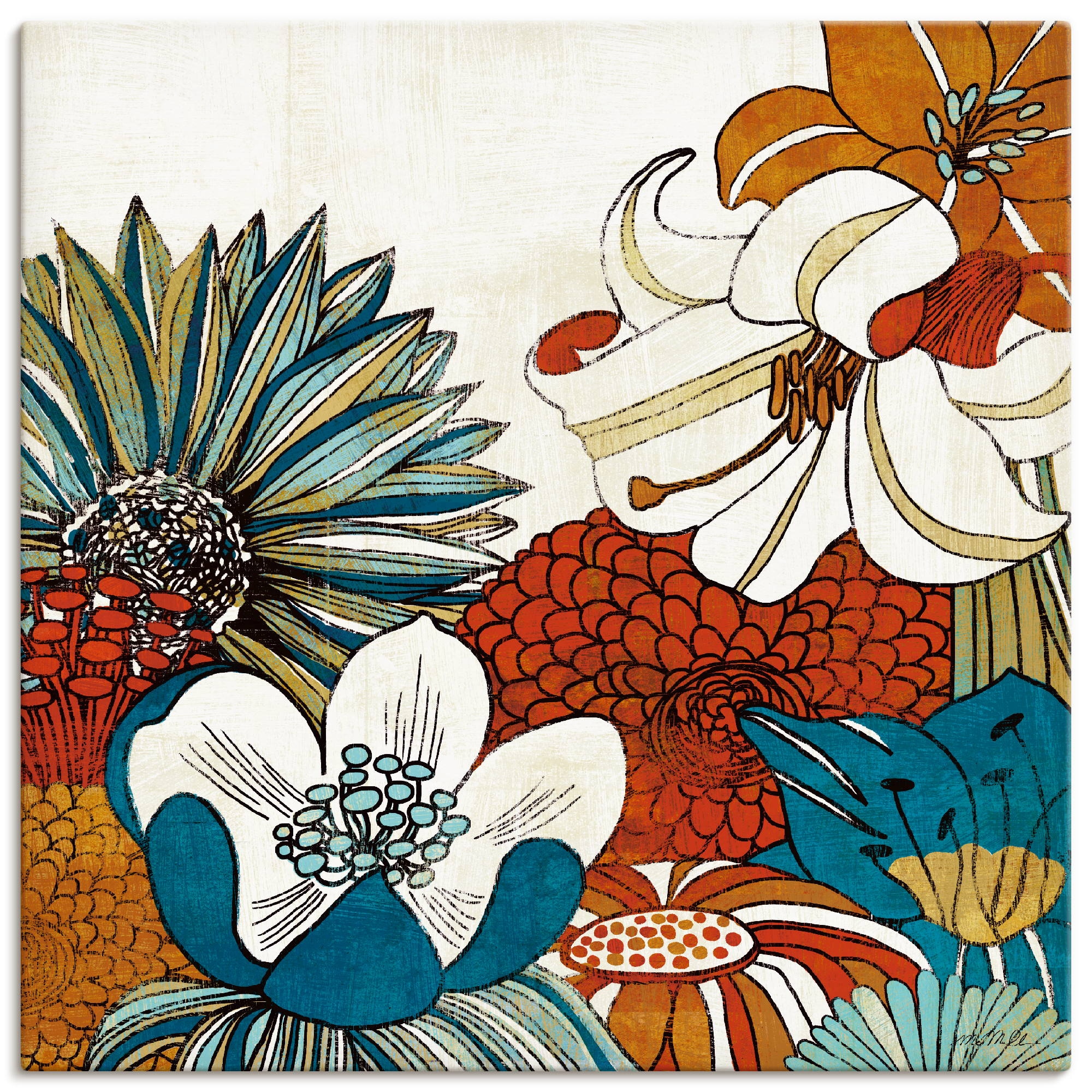 Artland Leinwandbild »Zeitgenössischer Garten II«, Blumen, (1 St.), auf Kei günstig online kaufen