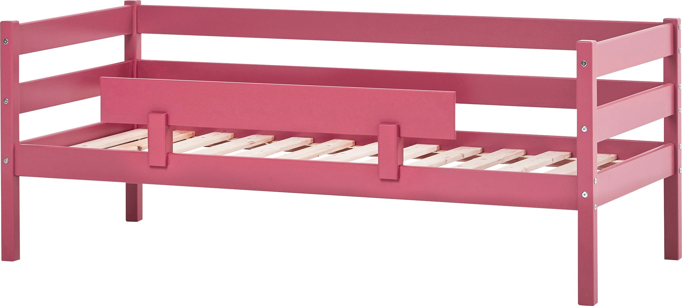 Einzelbett „ECO Comfort“, (Set), mit Rollrost in 8 Farben, wahlweise mit Matratze und Absturzsicherung, baroque rosa Mit Absturzsicherung