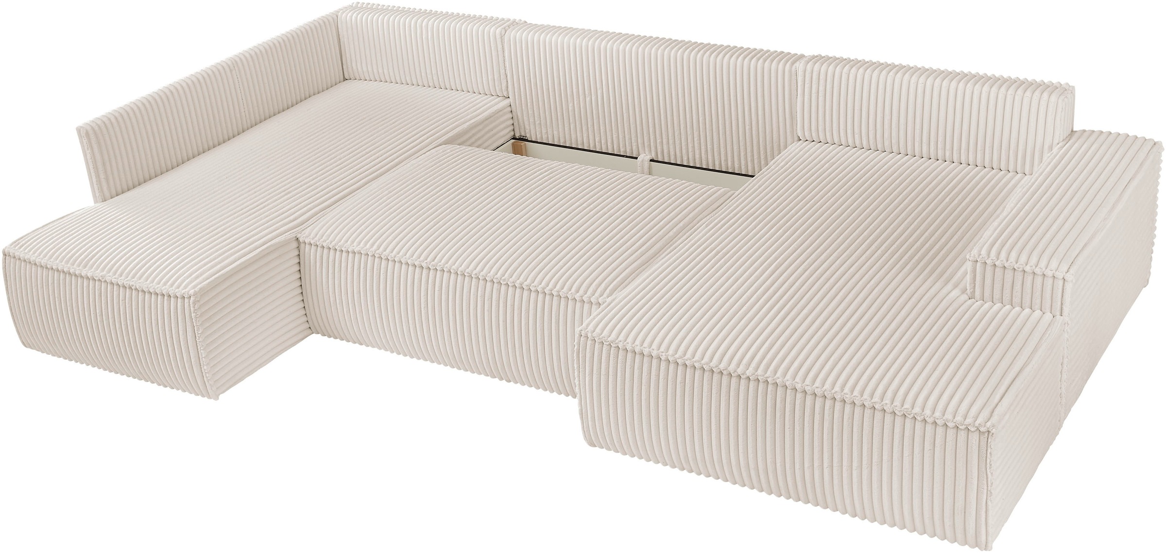 andas Wohnlandschaft »FINNLEY U-Form XXL 329 cm, Schlafsofa, Schlaffunktion m. Bettkasten«, (194/139 cm), Bouclé, Struktur und Cord