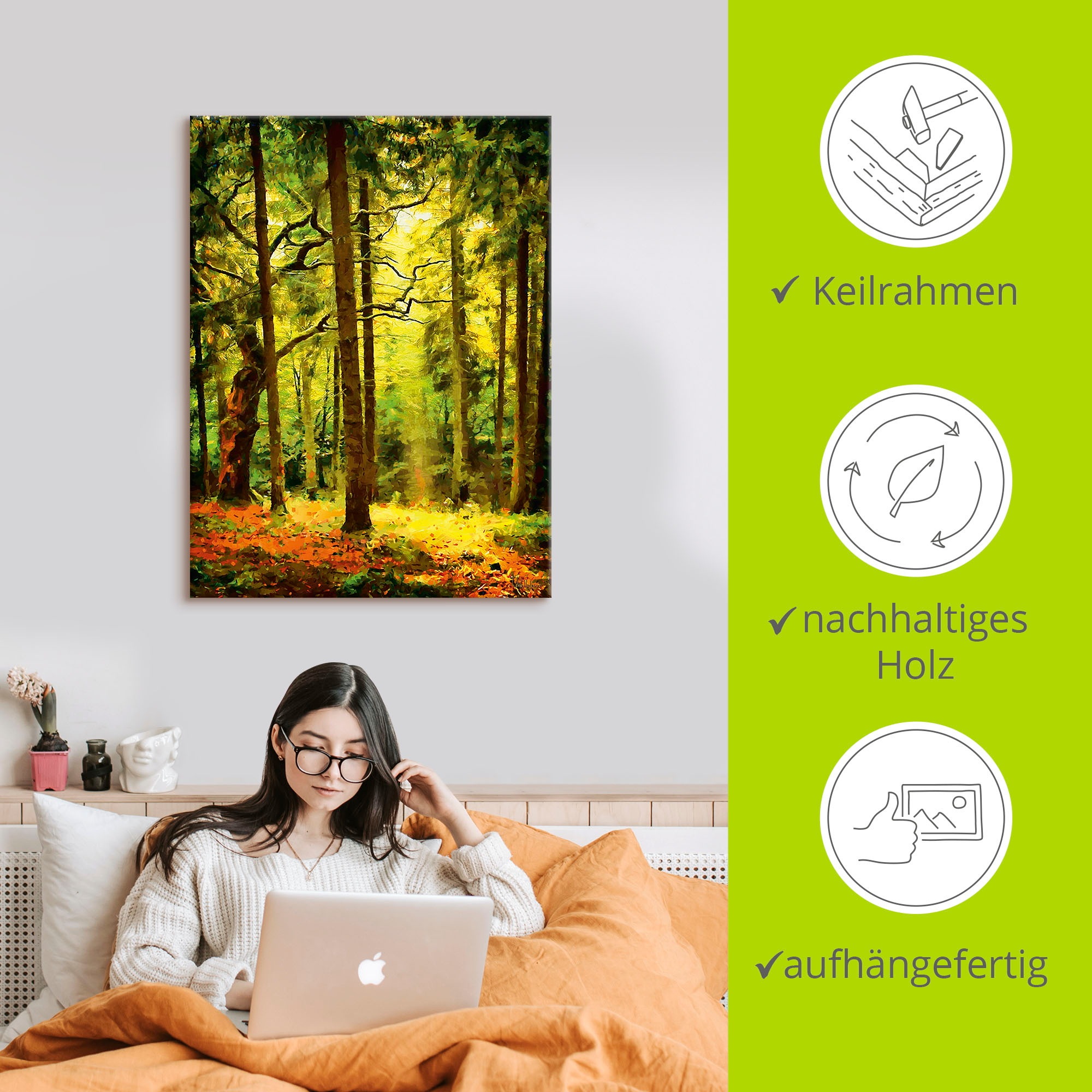 Artland Leinwandbild »Wald II«, Waldbilder, (1 St.), auf Keilrahmen gespannt