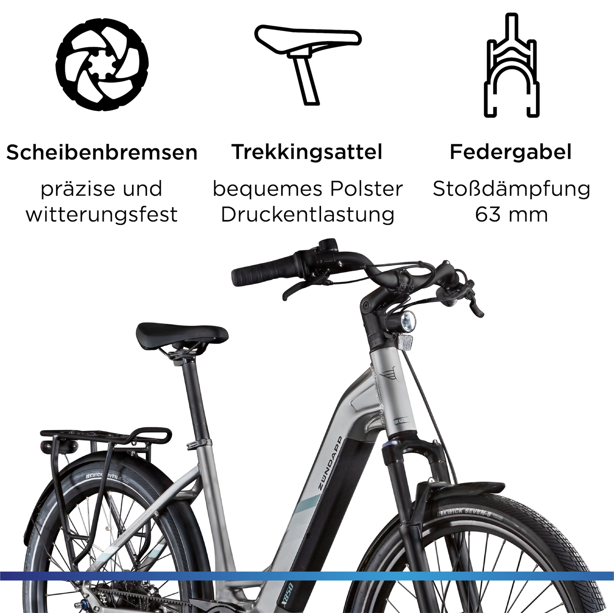 Zündapp »X850« 7 Gang Nabenschaltung Mittelmotor 250 W Pedelec, Elektrofahrrad für Damen und Herren
