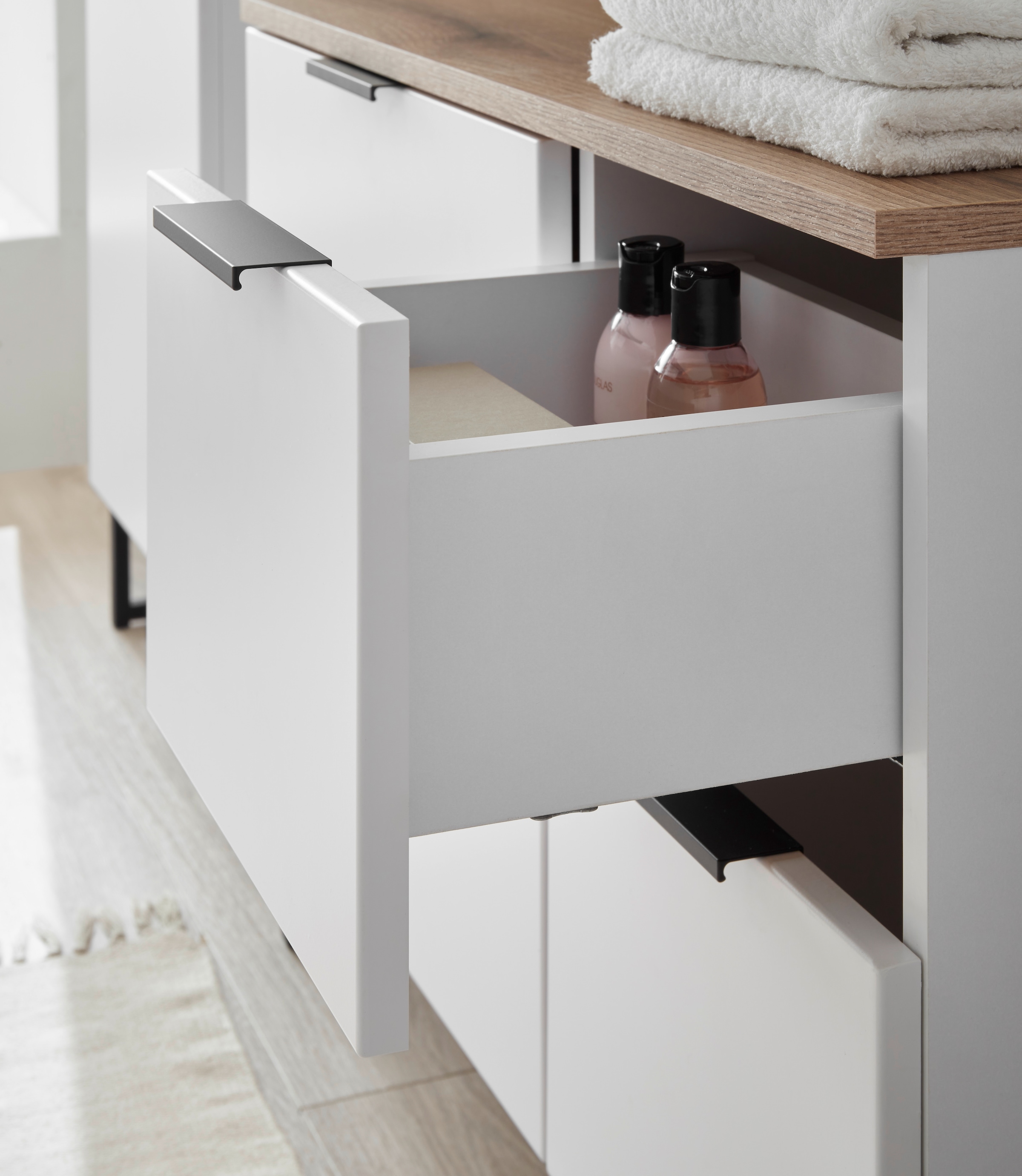 BASIC by Balculina Waschbeckenunterschrank »Denver Waschbeckenunterschrank, Badezimmerschrank BxHxT 80x60x35« 1 Stk. tlg. Breite 80 cm, Tür L/R montierbar, Softclose