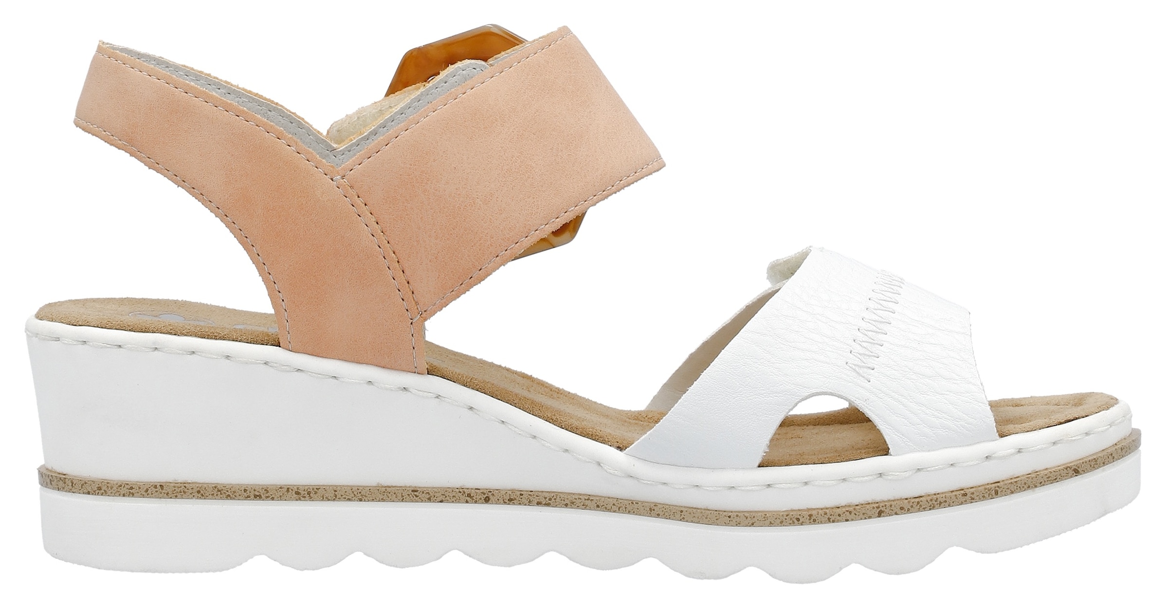 Rieker Sandalette, Sommerschuh, Sandale, Keilabsatz, mit auffälliger Schmuckspange