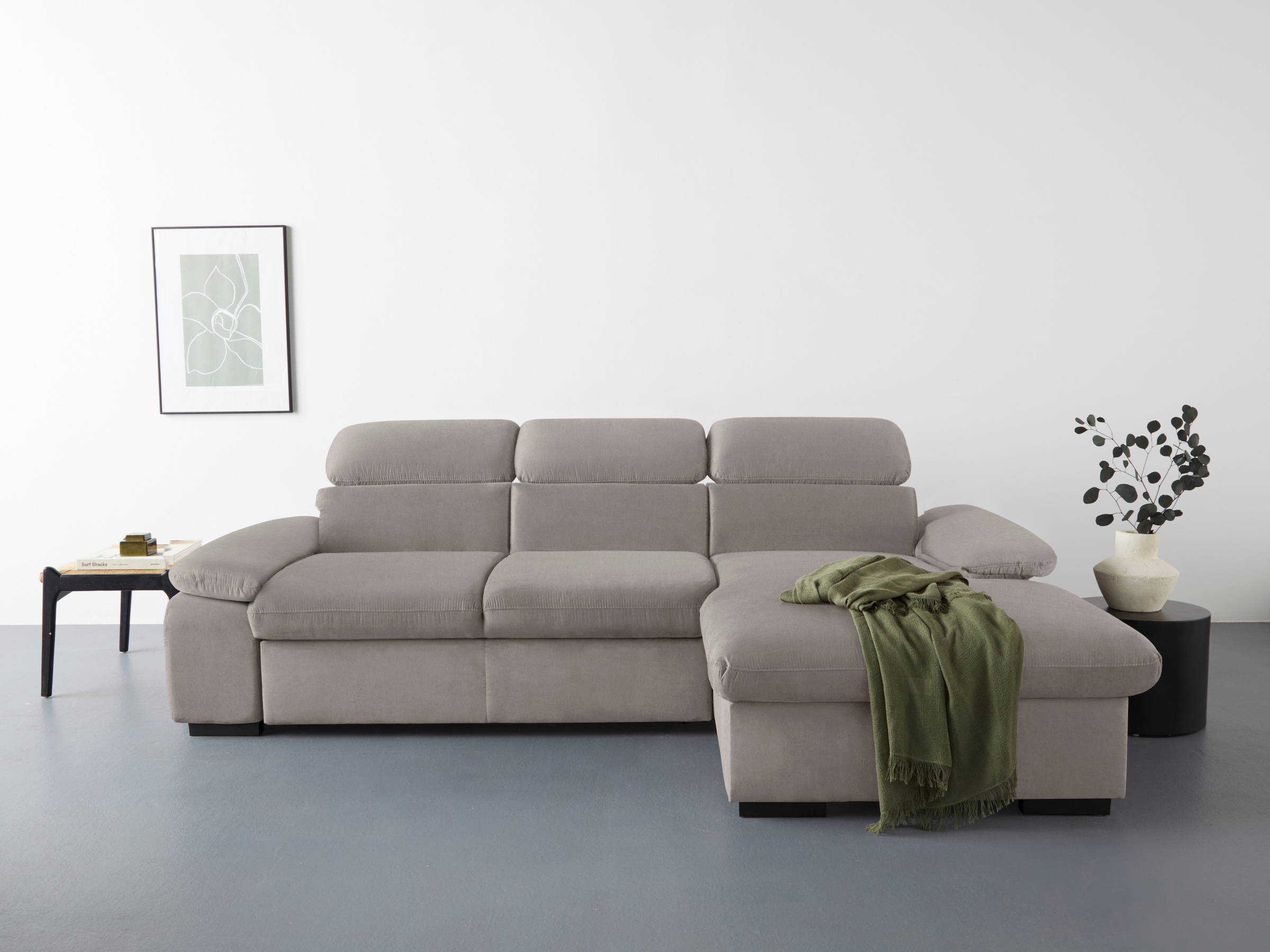 COTTA Ecksofa »Lola L-Form mit Kopfteilfunktion & Hocker« wahlweise mit Bet günstig online kaufen