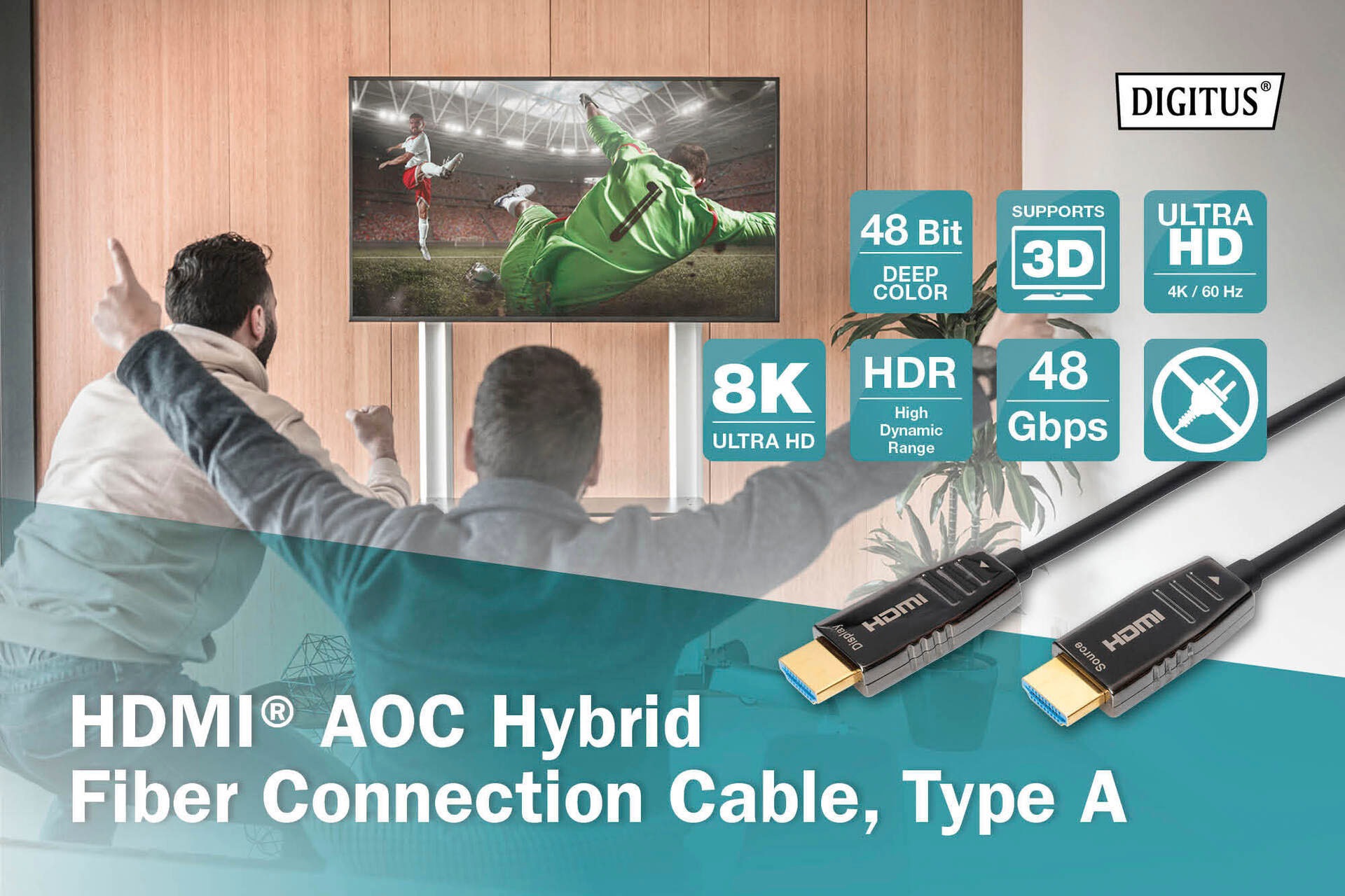 Digitus SAT-Kabel »HDMI® AOC Hybrid Glasfaserkabel, UHD 8K«, HDMI Typ A, 3000 cm