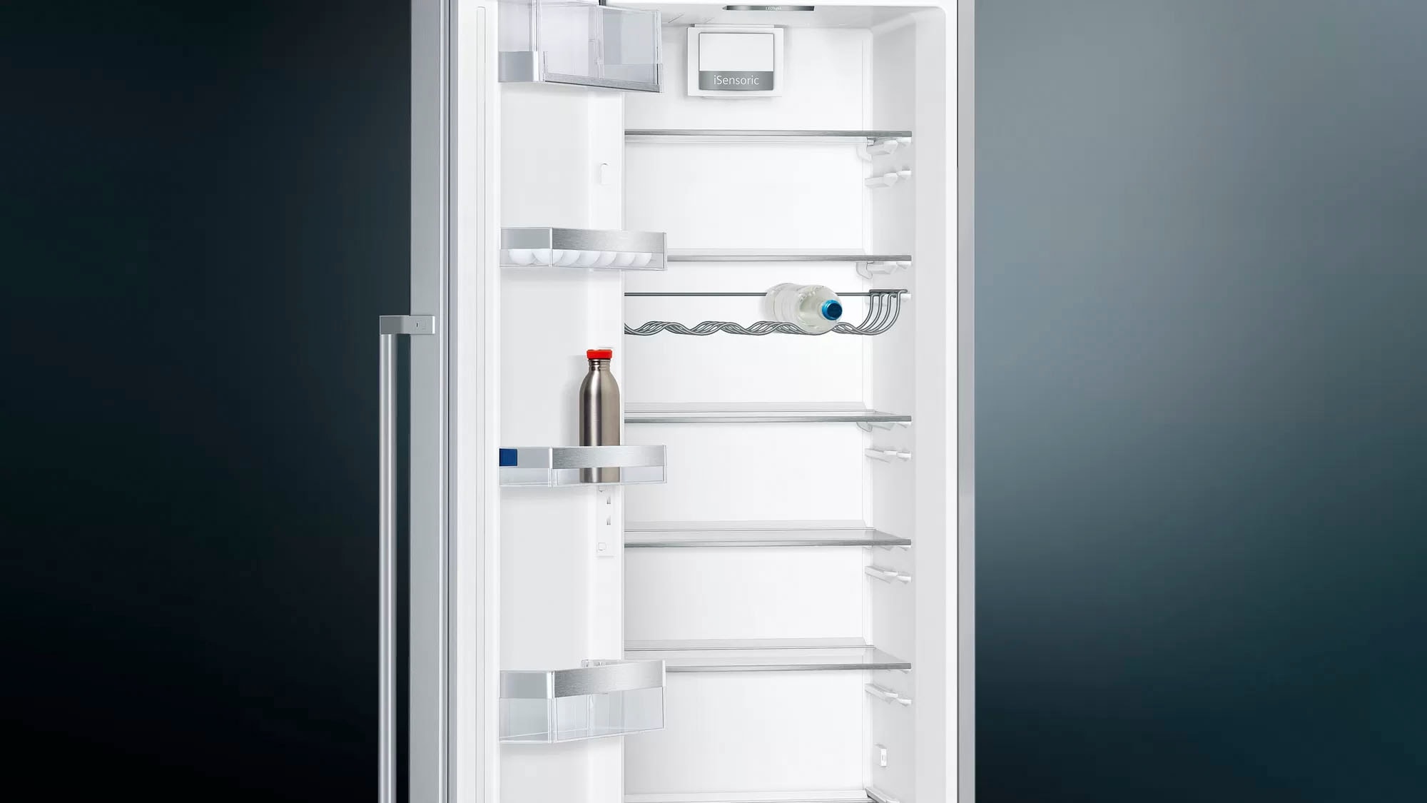 SIEMENS European Side-by-Side iQ500, 186 cm hoch, 120 cm breit, mit Flaschenregal-Schnellkühlfunktion-höhenverstellbare Füße-Umluftkühlung