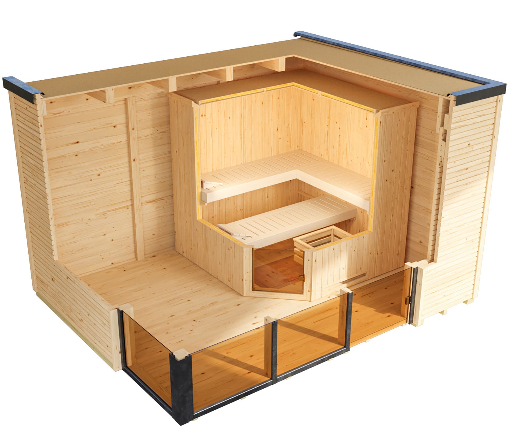 weka Saunahaus »Design-Saunahaus Cubilis« Blockbohlen, modernes wekaLine-Profil