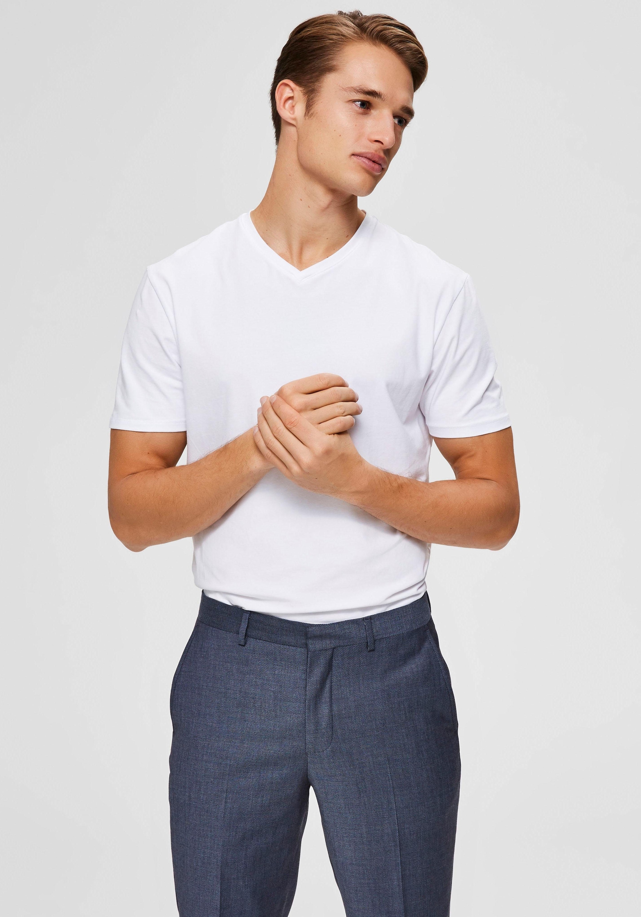 SELECTED HOMME V-Shirt »SLHNEWPIMA SS V-NECK TEE B NOOS«