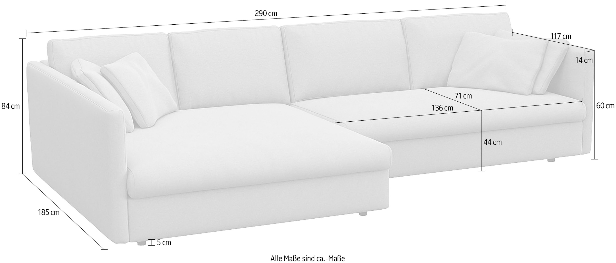FLEXLUX Ecksofa »Lovane«, Weich & anschmiegsam, große Sitztiefe auf Kaltschaum, Dekokissen inkl.
