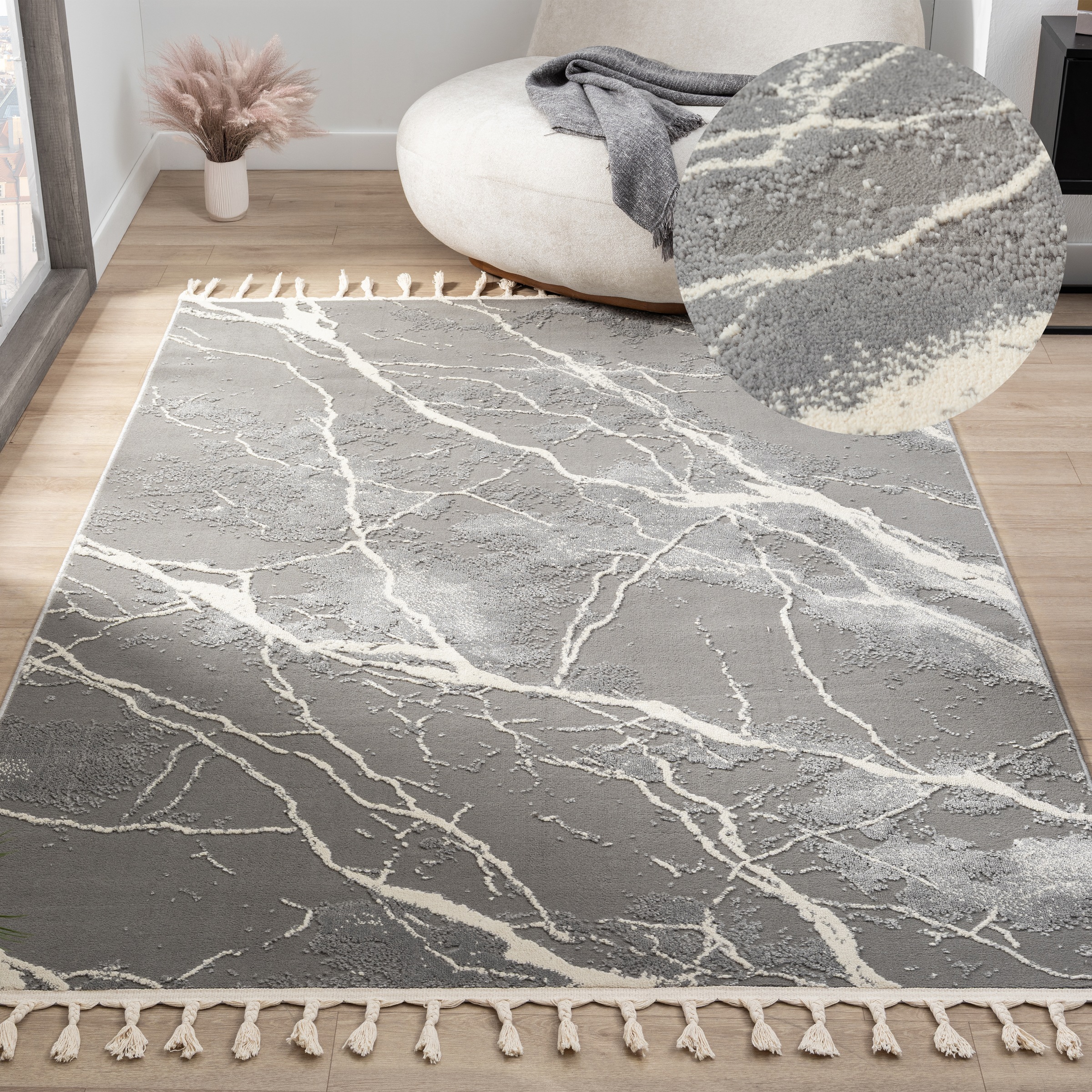 my home Teppich »Zoe, Hoch-Tief-Struktur«, rechteckig, 11 mm Höhe, mit Fran günstig online kaufen