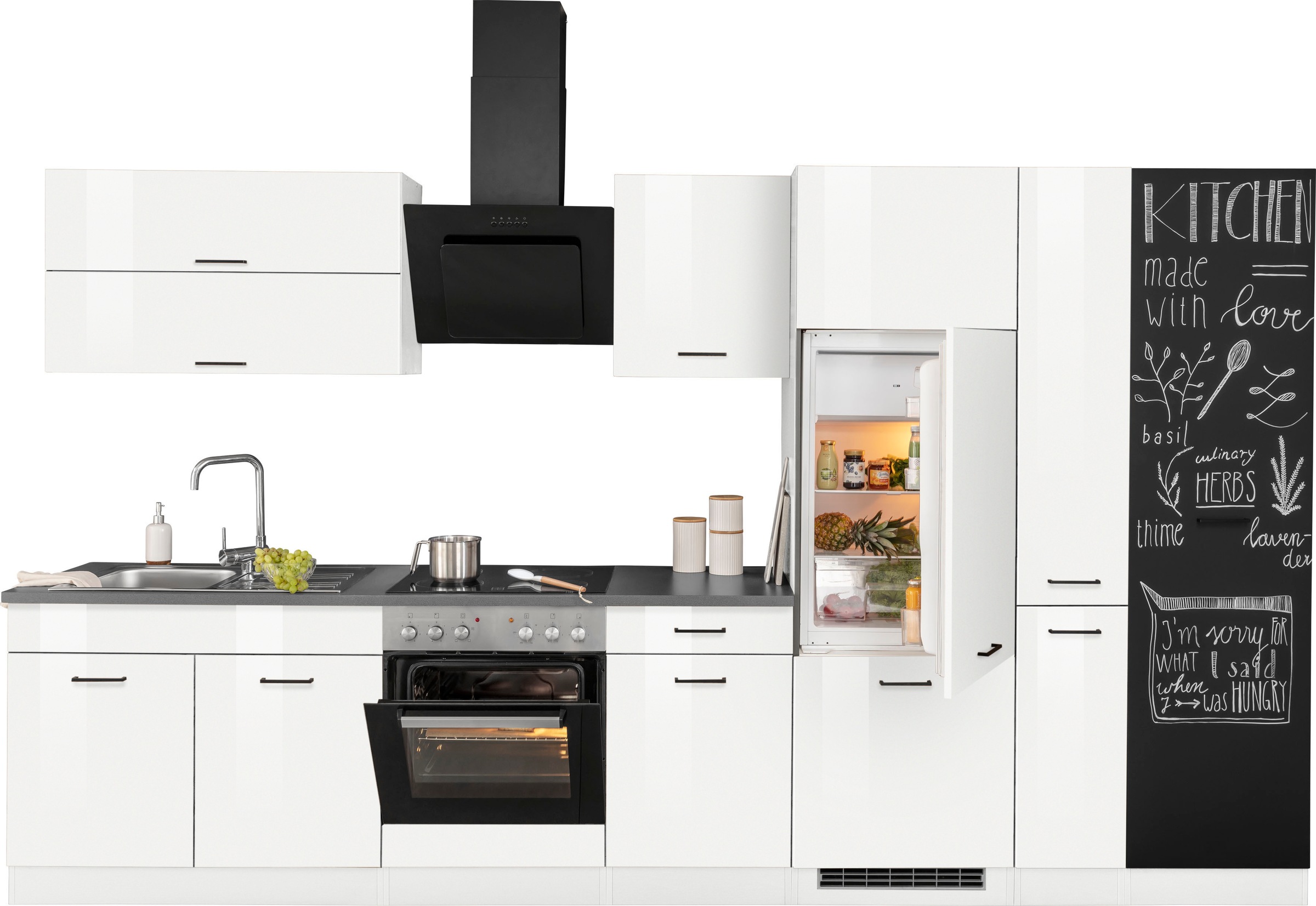 KOCHSTATION Küchenzeile »KS-Trier«, mit E-Geräten, Breite 350 cm