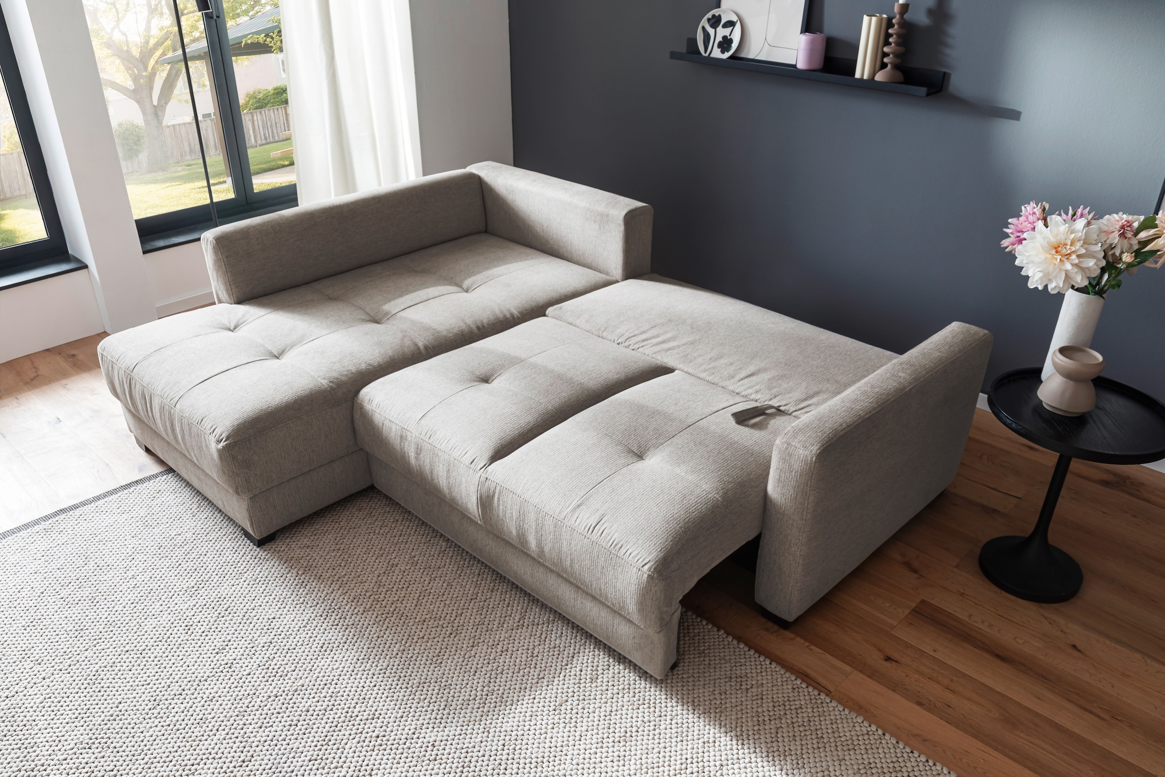 Mr. Couch Ecksofa »Pierre, L-Form mit BoxSpring«, Mit Boxpring-Taschenfederkern