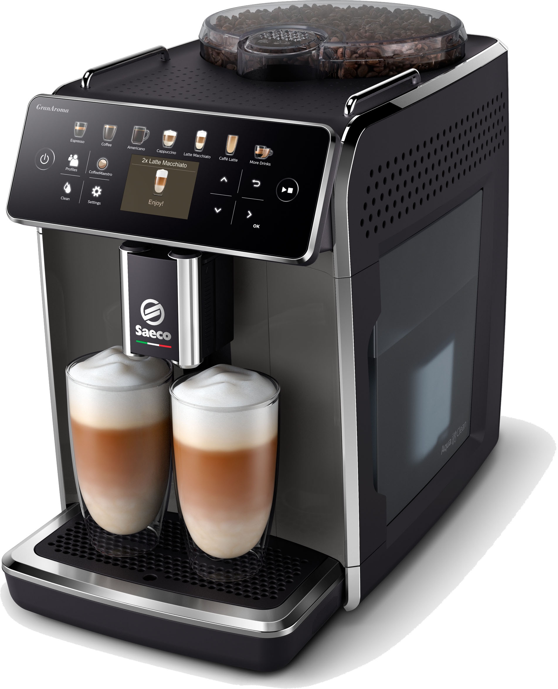 Saeco Kaffeevollautomat »SM6580/50 GranAroma ,  14 Kaffeespezialitäten« 4 Benutzerprofilen und TFT Display
