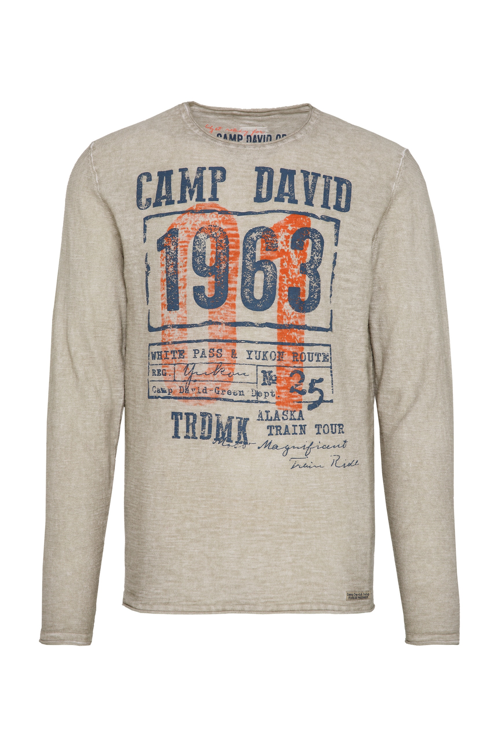 CAMP DAVID Rundhalspullover, mit Rollsäumen