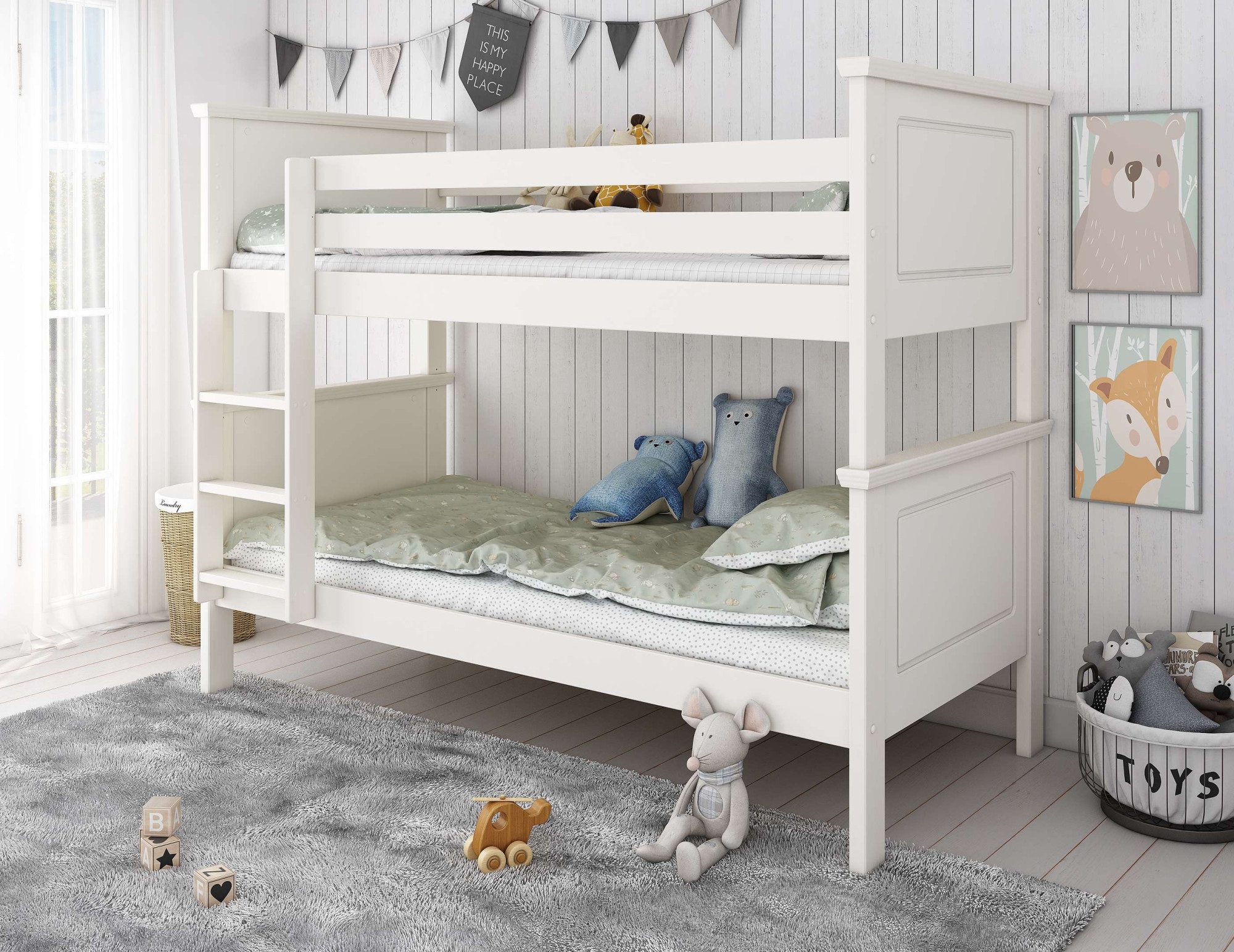 OTTO home Etagenbett »Erik« inklusive Lattenroste, in zwei Einzelbetten teilbar, teilmassiv, FSC®