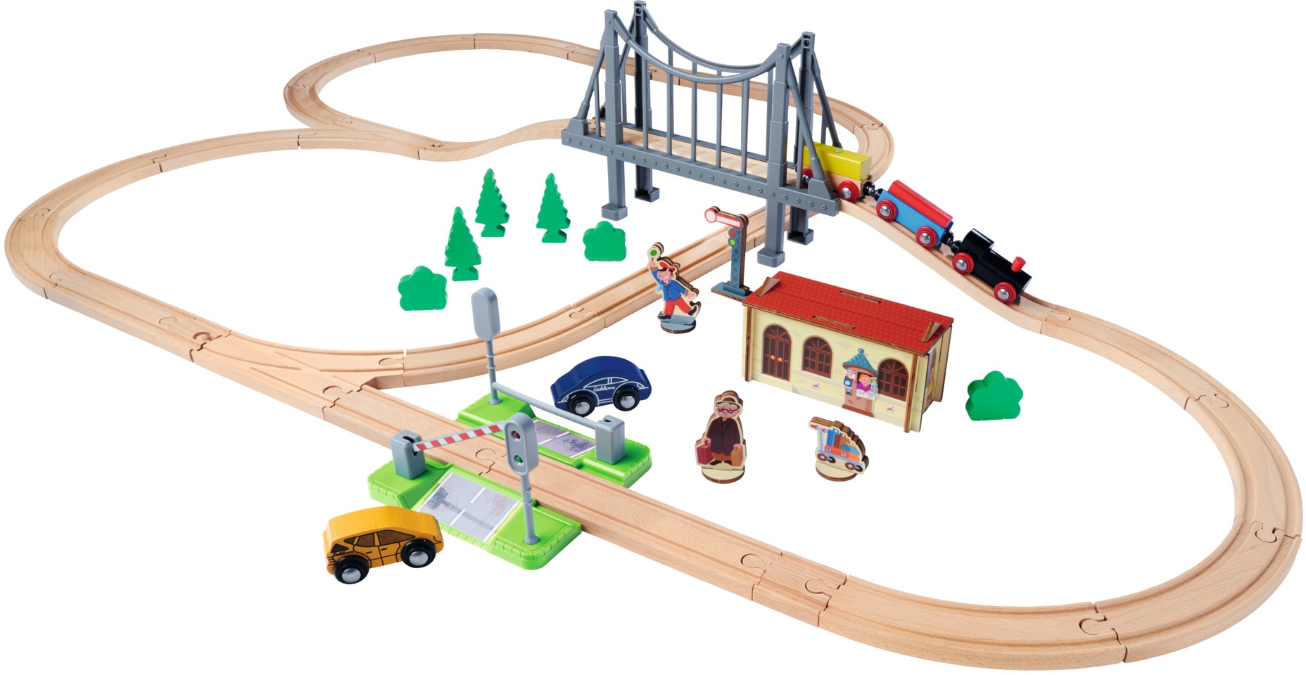 Eichhorn Spielzeug-Eisenbahn »Bahnset mit Brücke«, (Set, 55 tlg.), FSC®- schützt Wald - weltweit