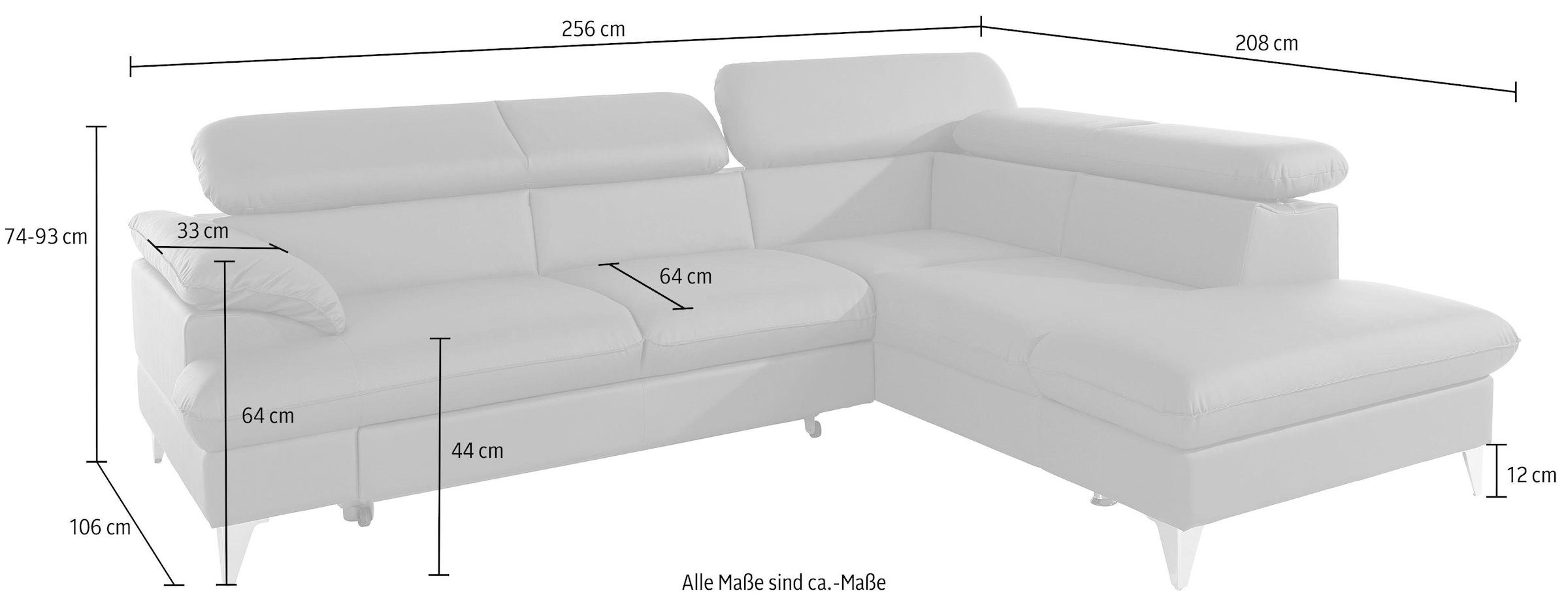 COTTA Polstergarnitur »Caluso L-Form«, Set bestehend aus: Ecksofa mit Kopfteilverstellung & Hocker