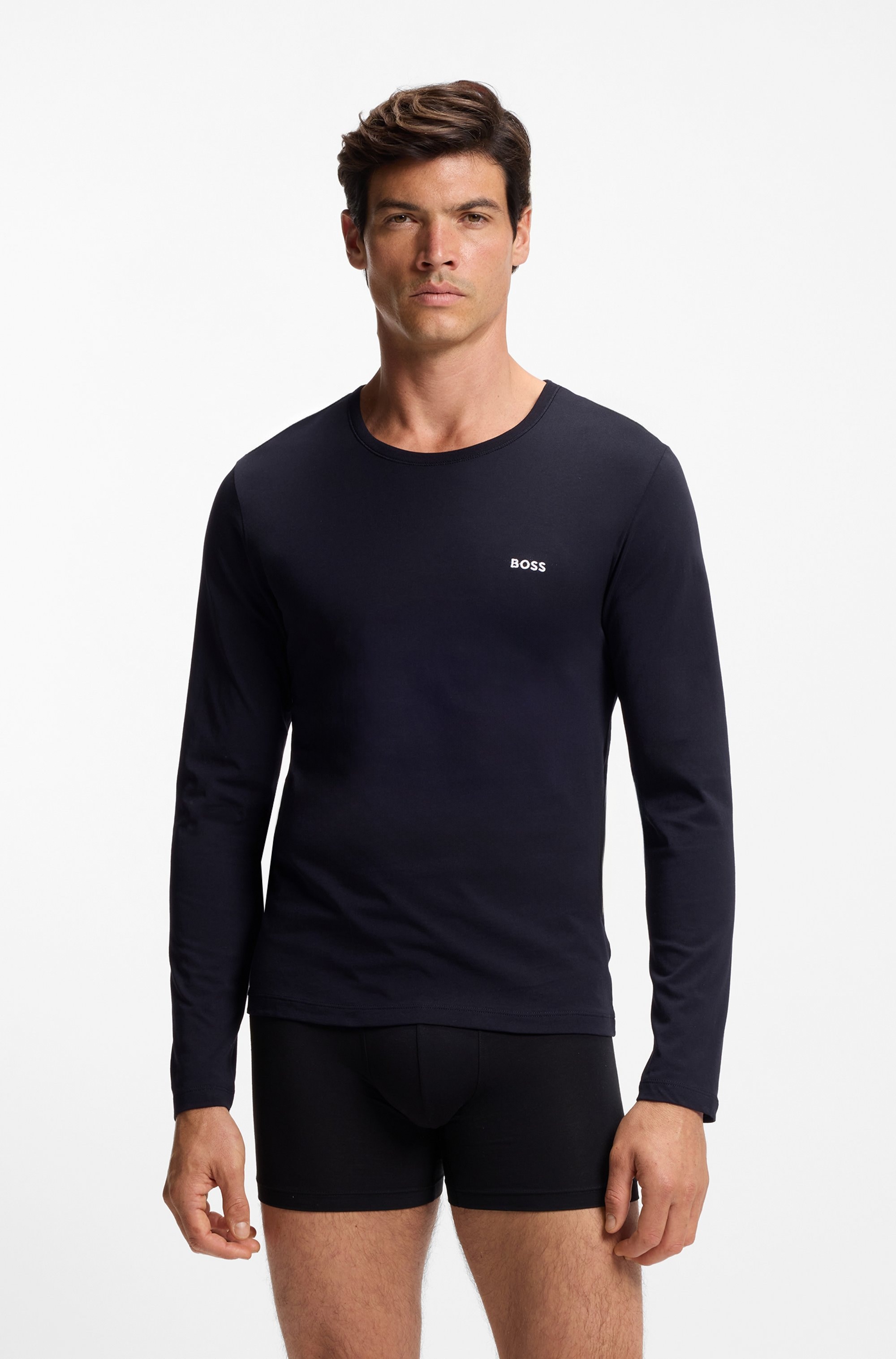 BOSS Langarmshirt »longsleeve-Shirt R-Neck Classic COTTON 3pcs/pack« 3 Stk. mit BOSS Logo-Schriftzug