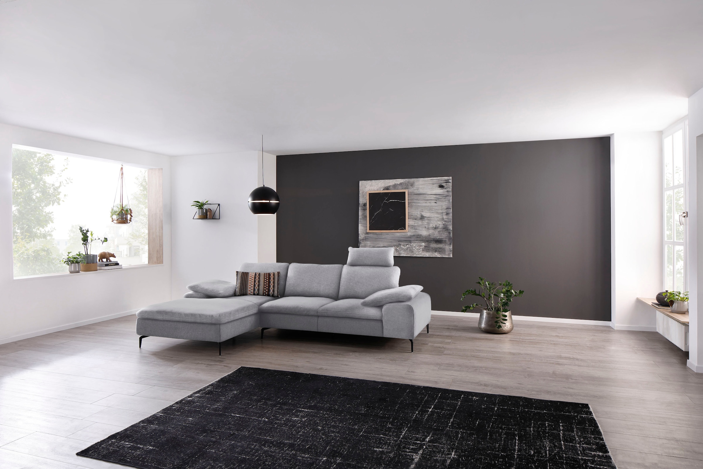 W.SCHILLIG Ecksofa »valentinoo, Designsofa, bequem, elegant und zeitlos, L-Form«, (Set), inklusive Hocker, mit Sitztiefenverstellung, Breite 299 cm