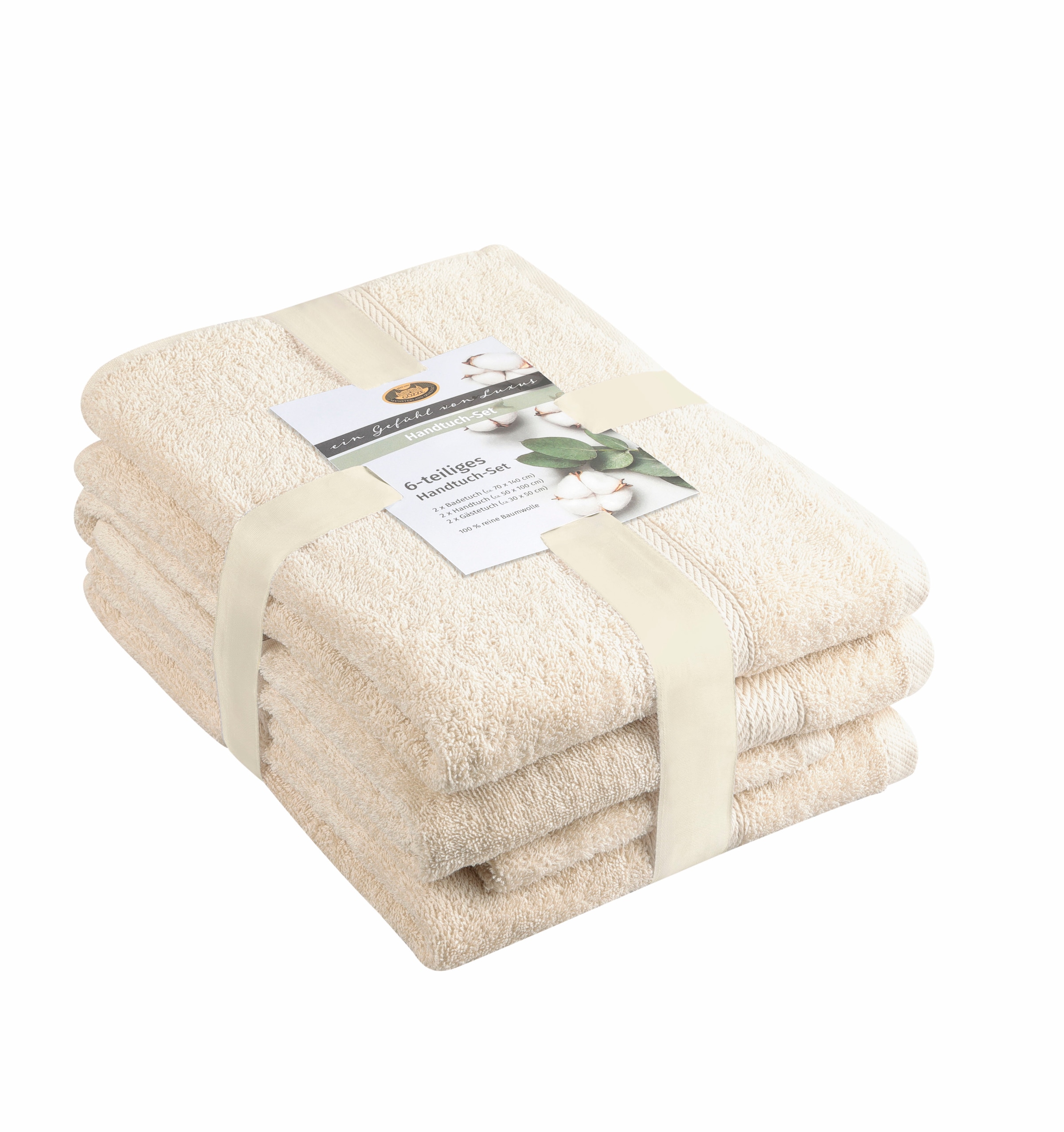 Handtuch Set »Lucia« beige Frottier, Obermaterial: 100% Baumwolle 6 Stk., Frottier