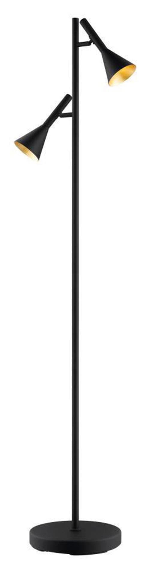 EGLO Stehlampe »CORTADERAS«, 2 flammig, Leuchtmittel GU10 | LED wechselbar, Stehleuchte aus Stahl in Schwarz, Gold, Lampe mit Tritt-Schalter, GU10