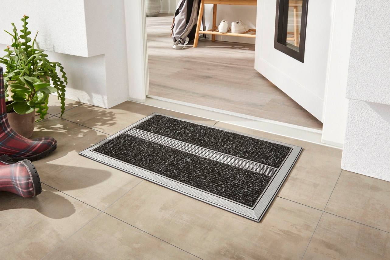Fußmatte »TopClean«, rechteckig, robust Schmutzfangmatte, bequem Home2Fashion & bestellen Aluminiumoptik, elegante strapazierfähig schnell und