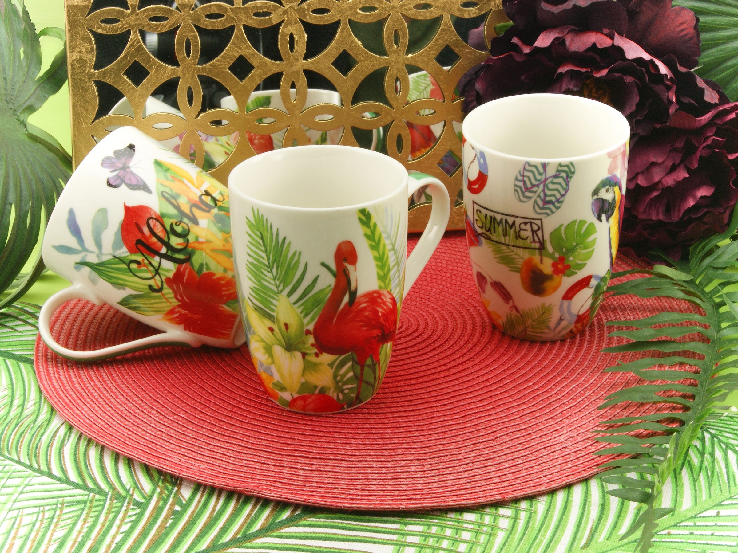 CreaTable Becher »Kaffeebecher Aloha«, (Set, Set, auf 6 bestellen tlg.), 6-teilig Raten Tassen Tropic-Design