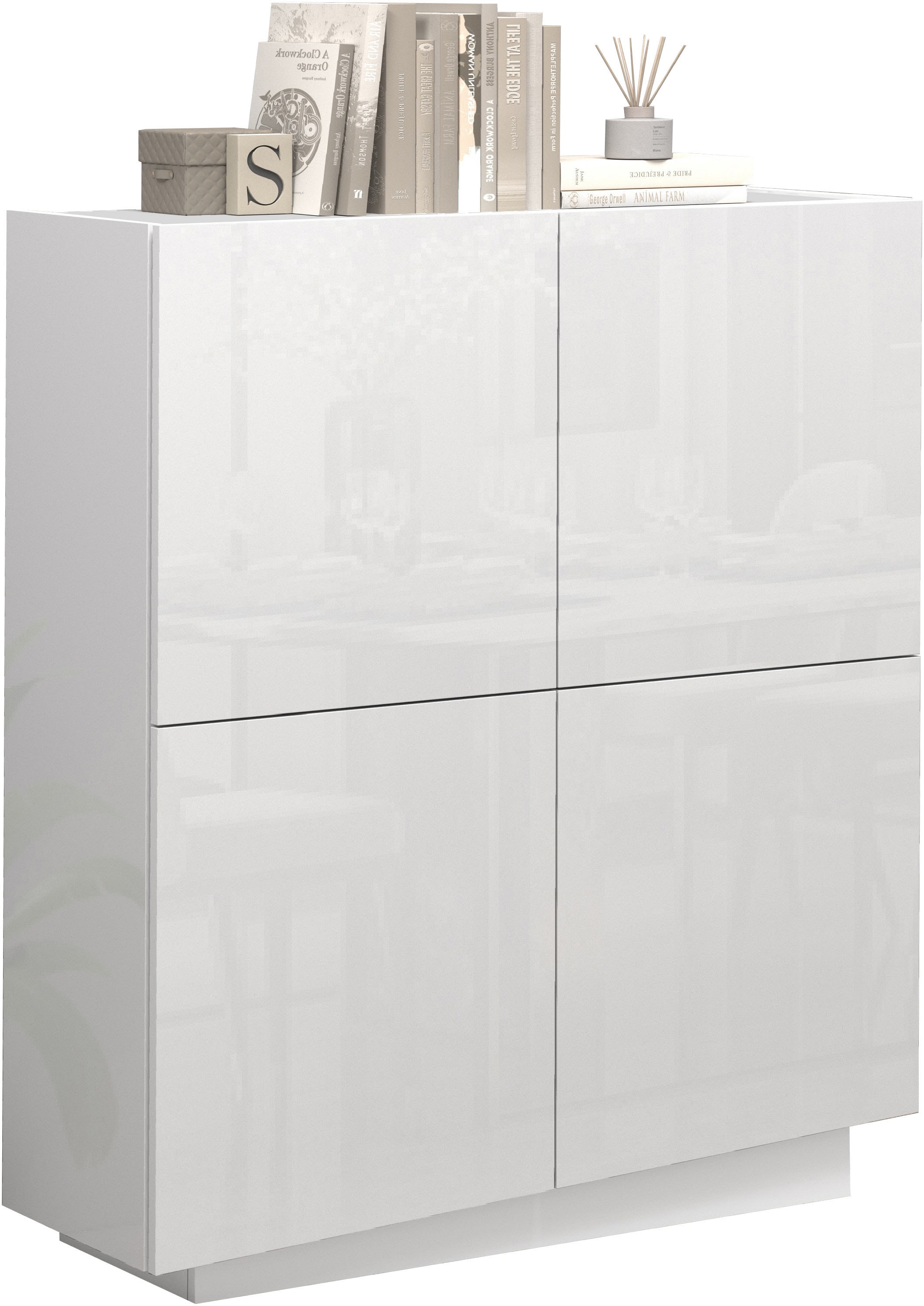 INOSIGN Highboard »VELA, Highboard, Höhe 120 cm,Design mit schrägen Türen«, (1 St.), Made in Italy, Maße-B/T/H: 100x35x120,hohes Sideboard,Anrichte,Kommode