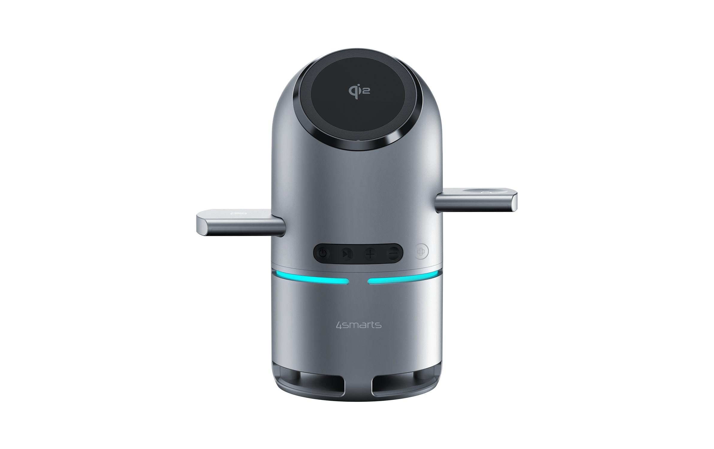 4smarts Wireless Charger »3-in-1 ChargeBot Sound« Magnetische Befestigung, Qi-Ladegerät, UltiMag-Ring im Set enthalten