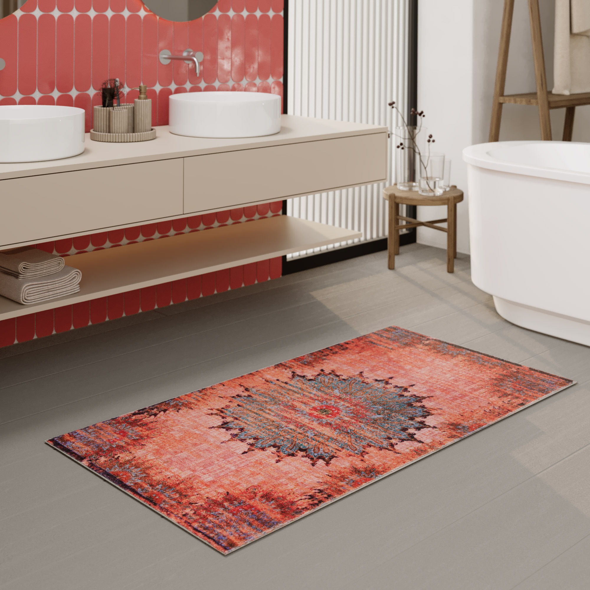 Wecon home Badematte »Healing« Höhe 0,5 mm fußbodenheizungsgeeignet Vintage günstig online kaufen