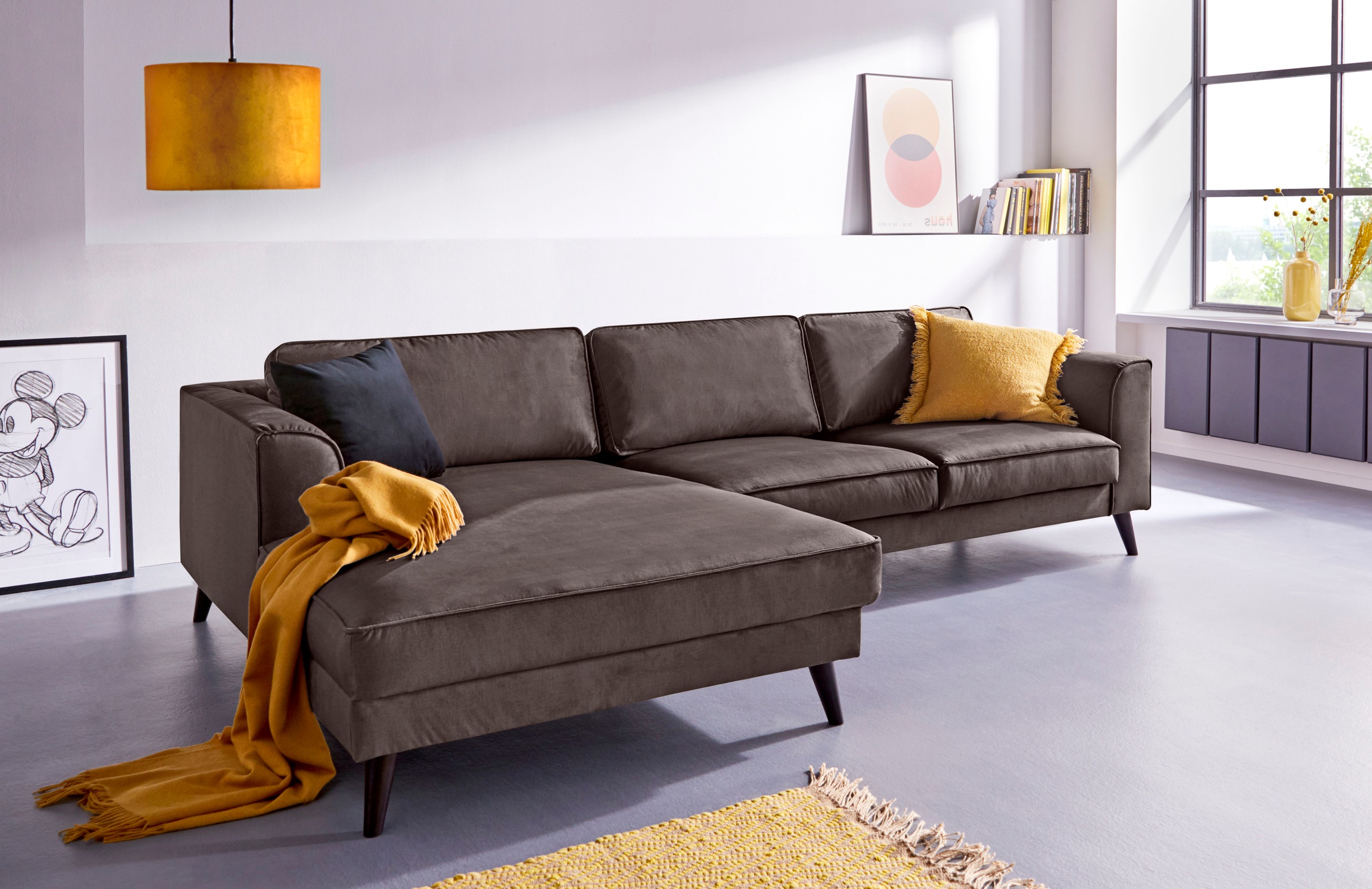 INOSIGN Ecksofa "Lumber Jack, elegant und bequem, Breite 280, hoher Fuß, L- günstig online kaufen