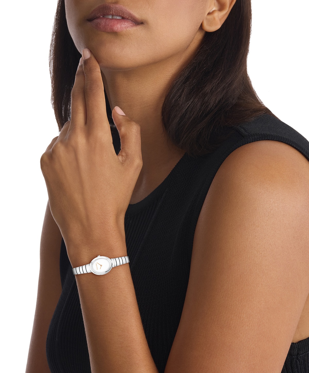 Calvin Klein Quarzuhr »TWISTED BEZEL« Armbanduhr, Damenuhr, Edelstahlarmband, analog