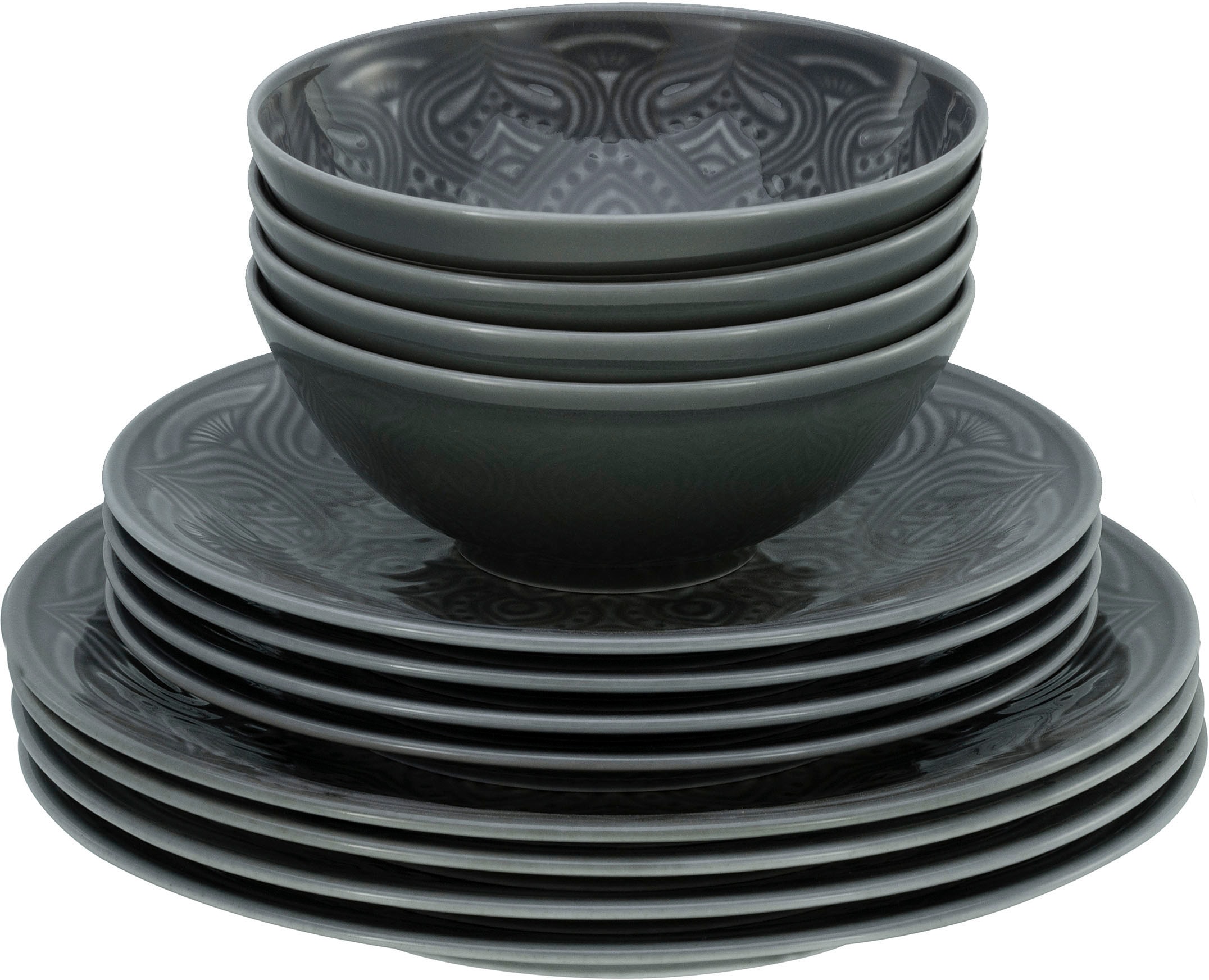 CreaTable Teller-Set »Orient Mandala« Speiseteller, Dessertteller und Schal günstig online kaufen