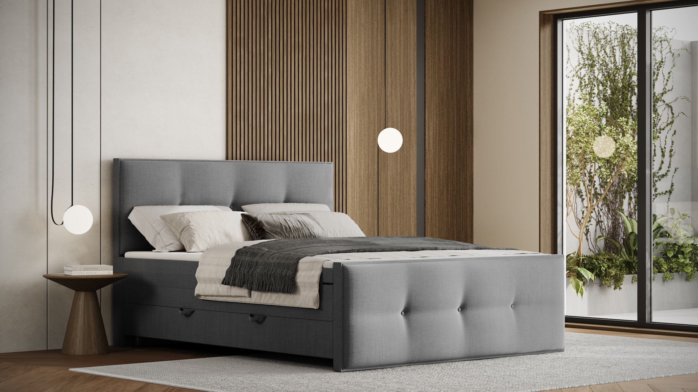 FORTE Boxspringbett »Eve inkl. zwei Bettkästen und Kaltschaum Topper«, und einer 7-Zonen-Tonnentaschen-Federkernmatratze (H3)