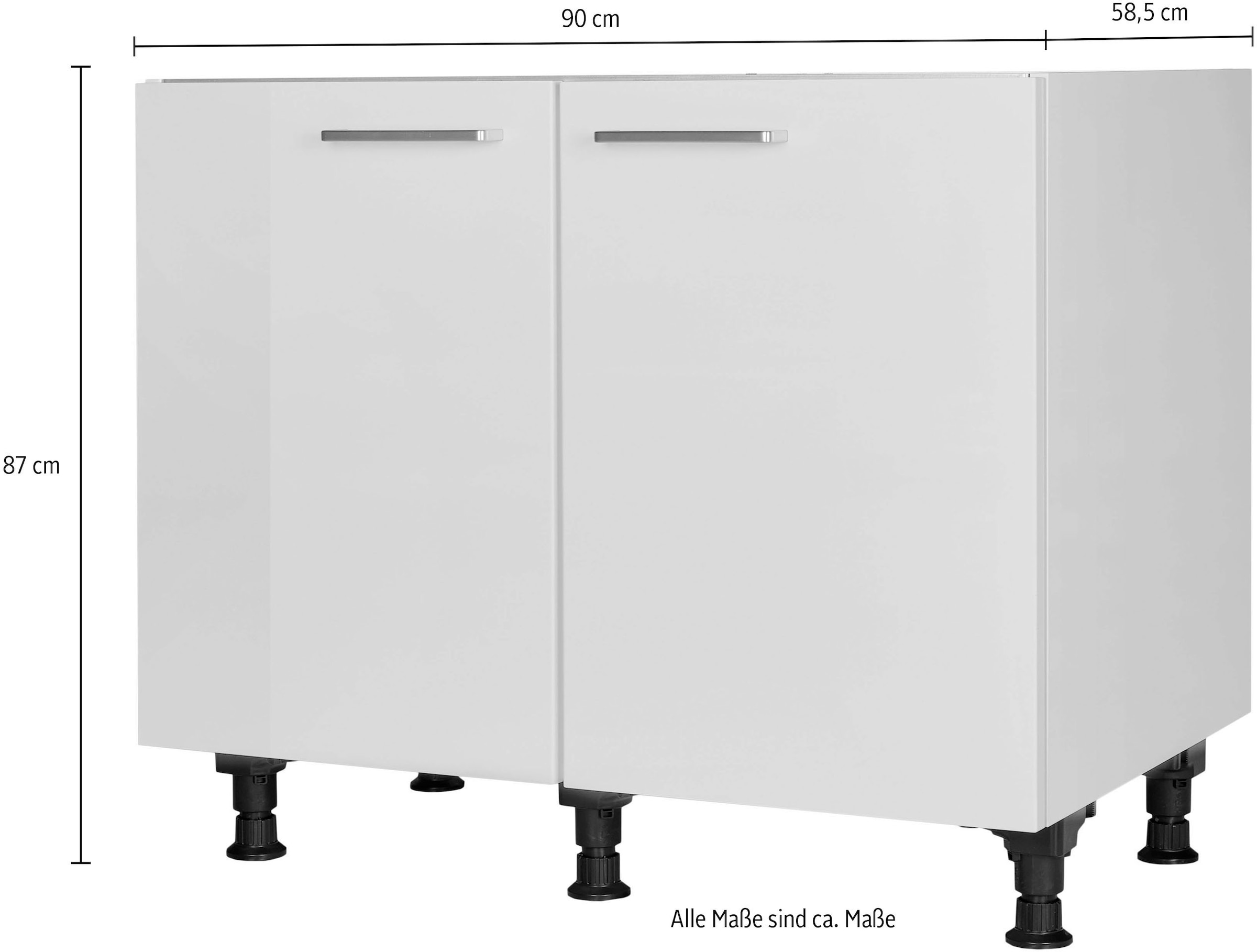 nobilia® Spülenschrank »"Flash", vormontiert, mit höhenverstellbaren Sockelfüßen,«, Breite 90 cm