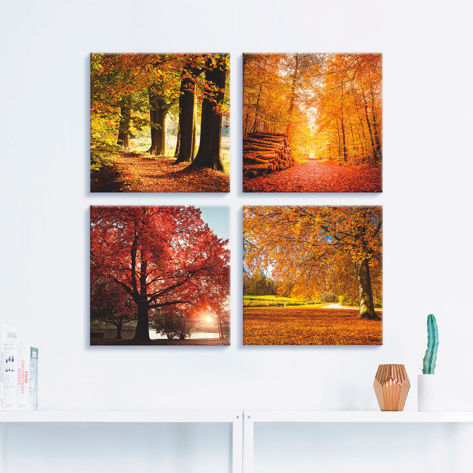 Artland Leinwandbild »Herbstlandschaft«, Bäume, (4 St.), 4er Set, verschied günstig online kaufen