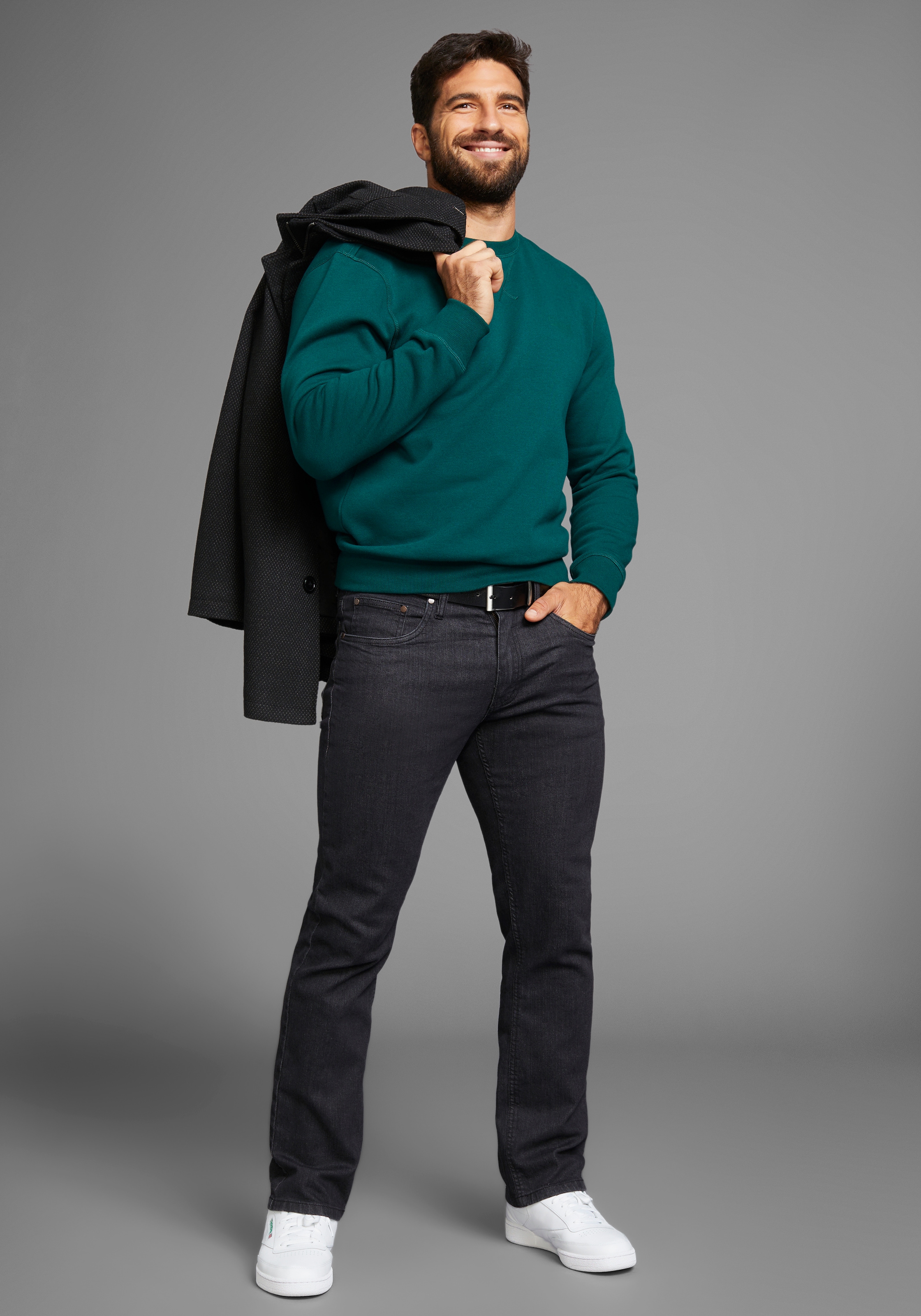 Man's World Sweatshirt, Langarm, Basic-Stil, unifarben, Rundhalsausschnitt