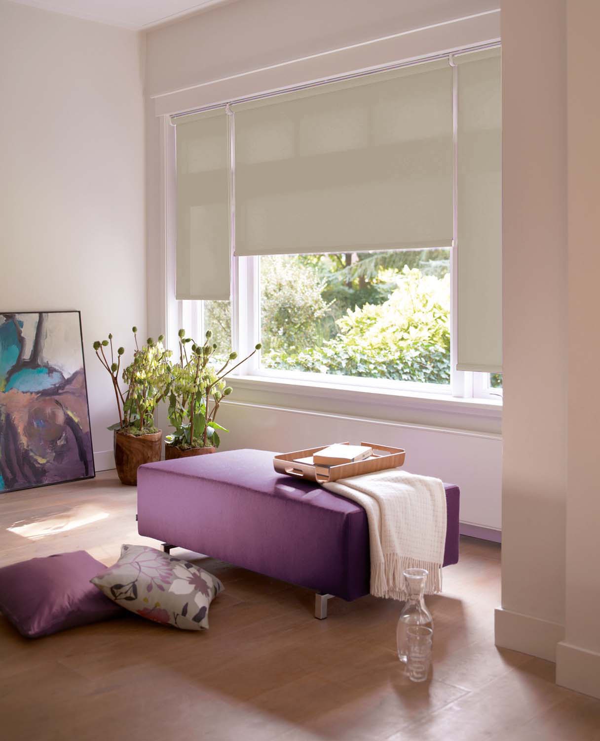 sunlines Elektrisches Rollo »Akkurollo Upcycling appgesteuert, blickdicht, Sunlines«, blickdicht, ohne Bohren, appgesteuert via Bluetooth