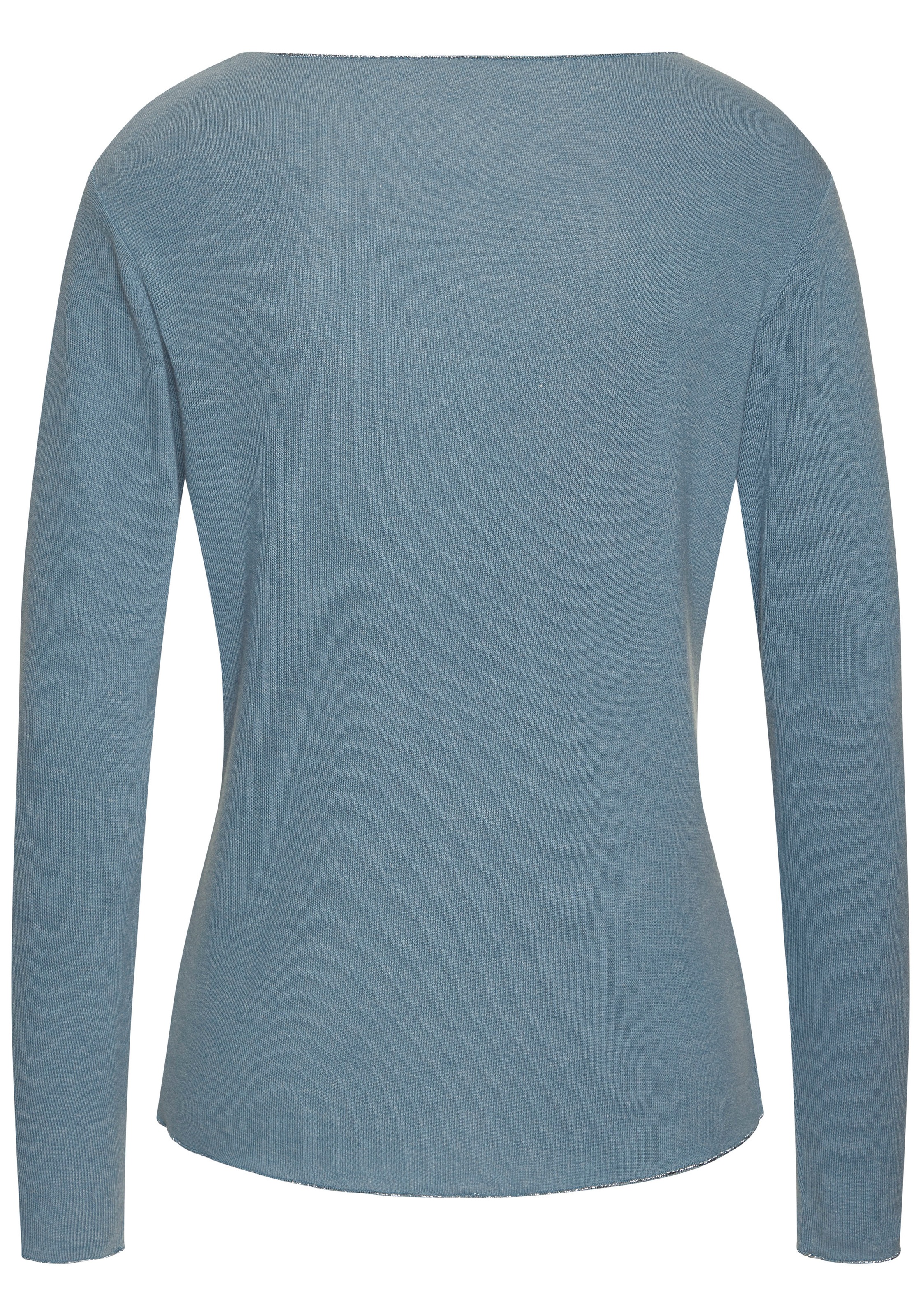 LASCANA Langarmshirt »mit feiner Glitzereinfassung«, aus weichem Viskose-Feinstrick