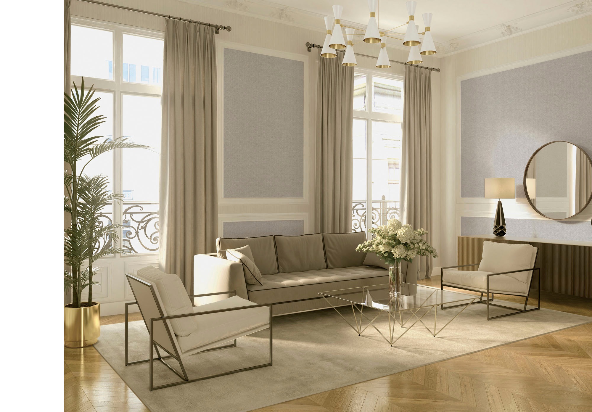 living walls Vliestapete »Mata Hari«, Glitzermuster-Minimalmuster-glänzend, Uni Tapete Muster Tapeten Wohnzimmer Schlafzimmer Küche Türkis modern