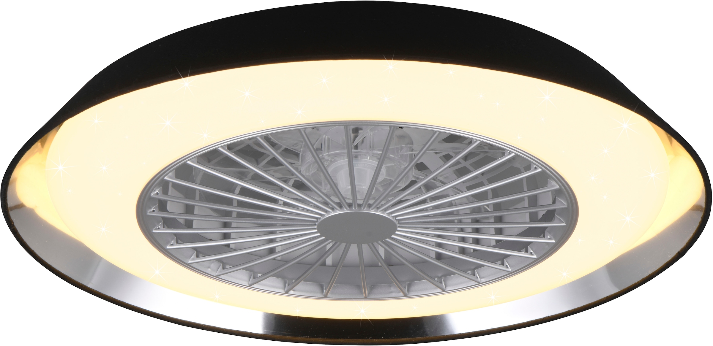 TRIO Leuchten LED Deckenleuchte »VARBERG Deckenventilator mit Beleuchtung, mit Fernbedienung, dimmbar«, 1 flammig-flammig, LED Ventilator 3 Stufen Timer Memoryfunktion Lichtfarbe einstellbar