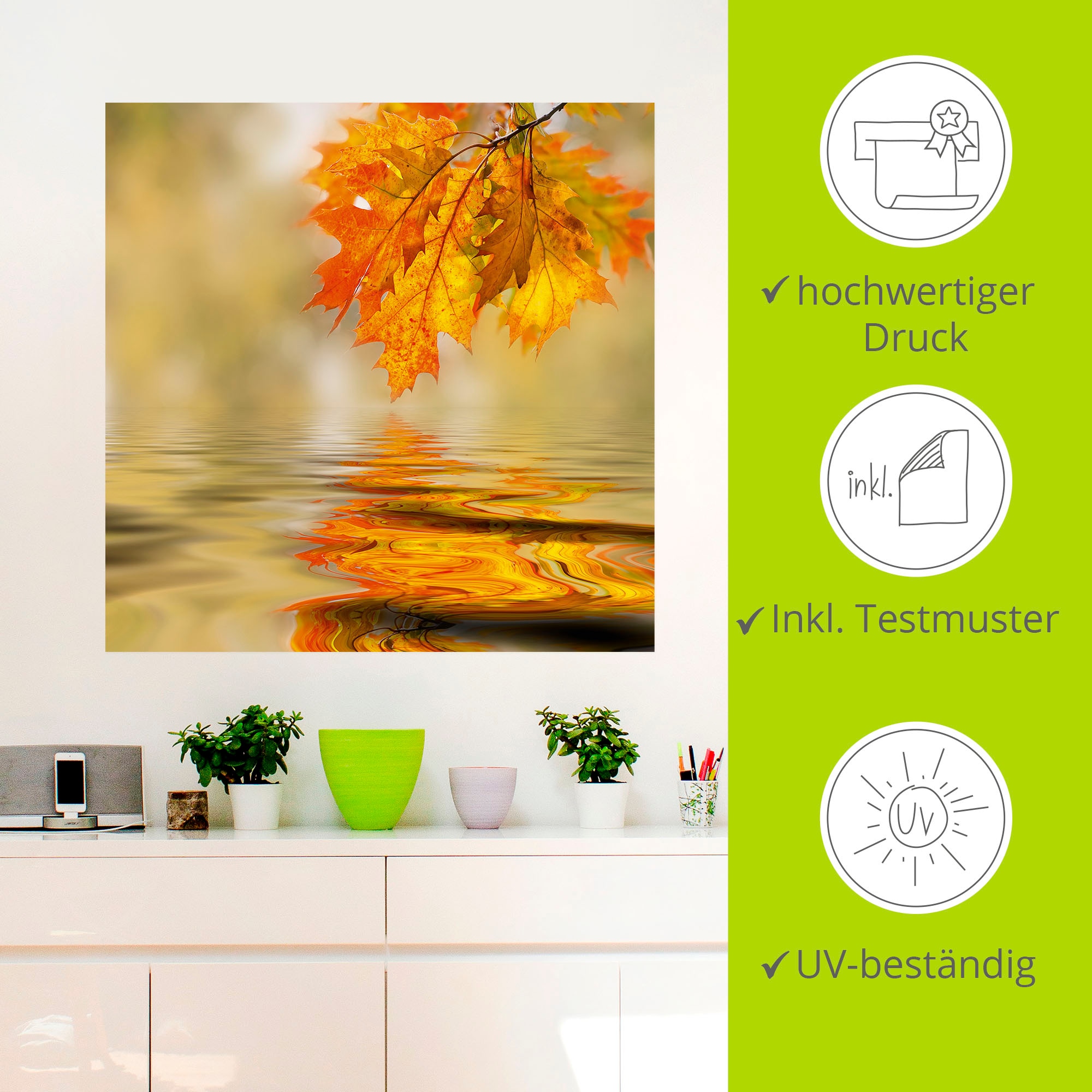 Artland Wandbild »Herbstblatt«, Blätter, (1 St.), als Alubild, Outdoorbild, Leinwandbild, Wandaufkleber, versch. Größen
