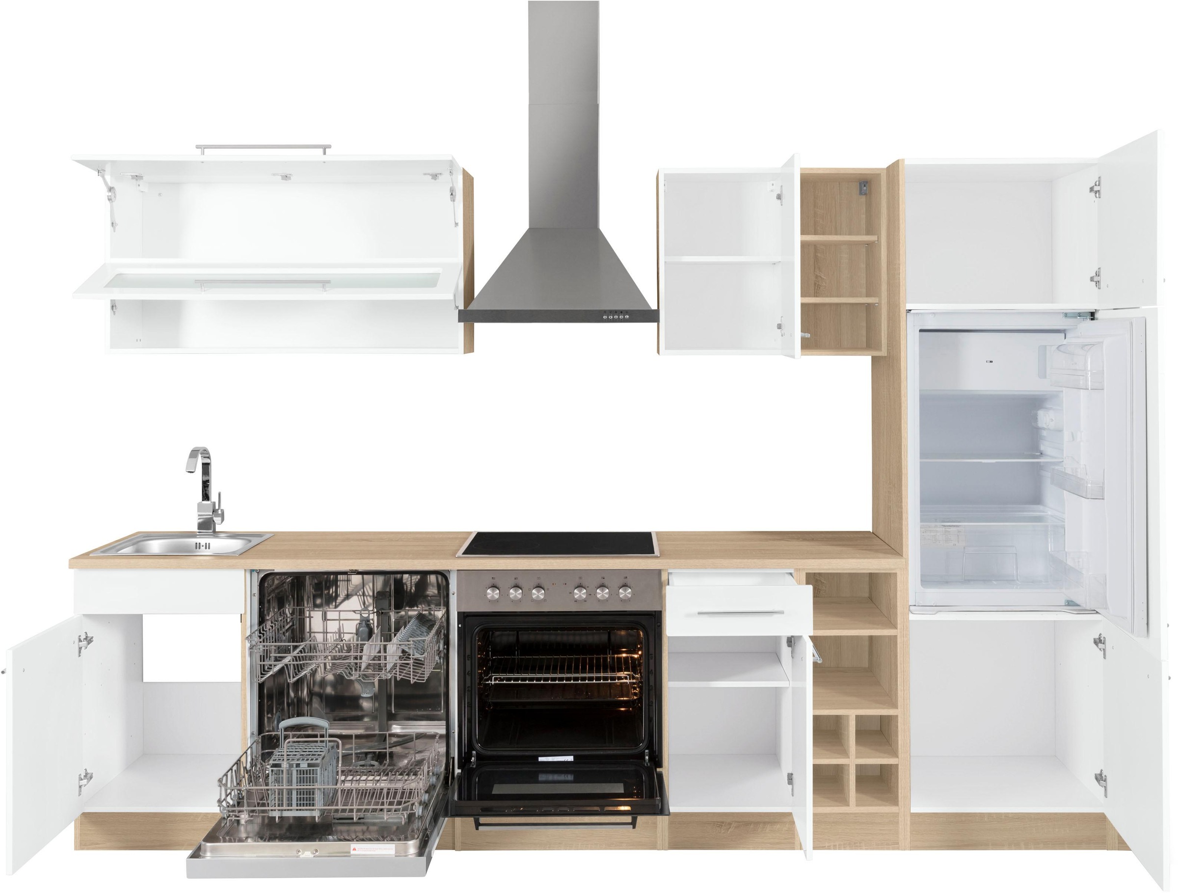 KOCHSTATION Küchenzeile »KS-Eton« mit E-Geräten, Breite 300 cm