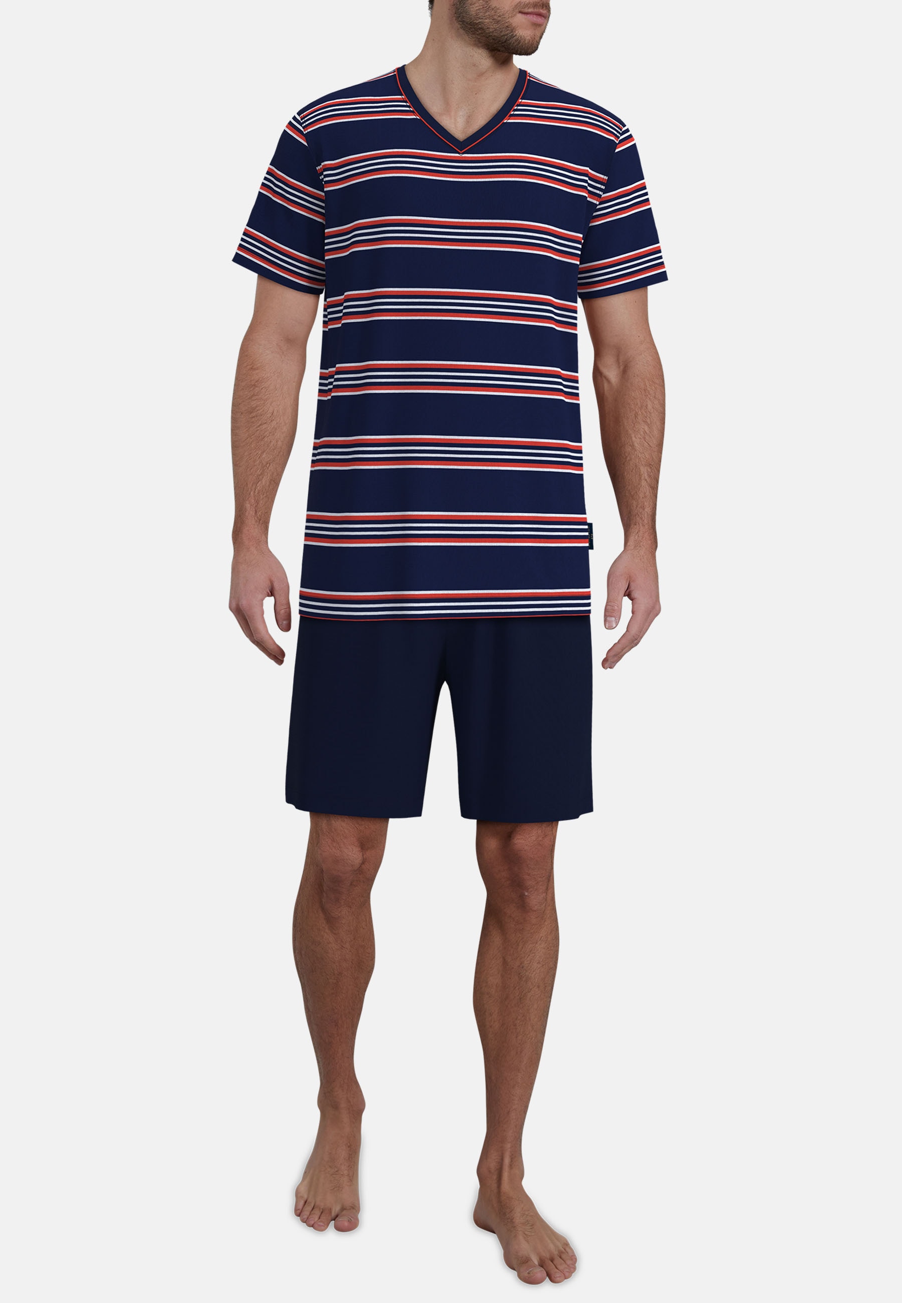 GÖTZBURG Shorty »Glasgow« gestreift, kurz, V-Ausschnitt, mit Gesäßtasche, Baumwollmix