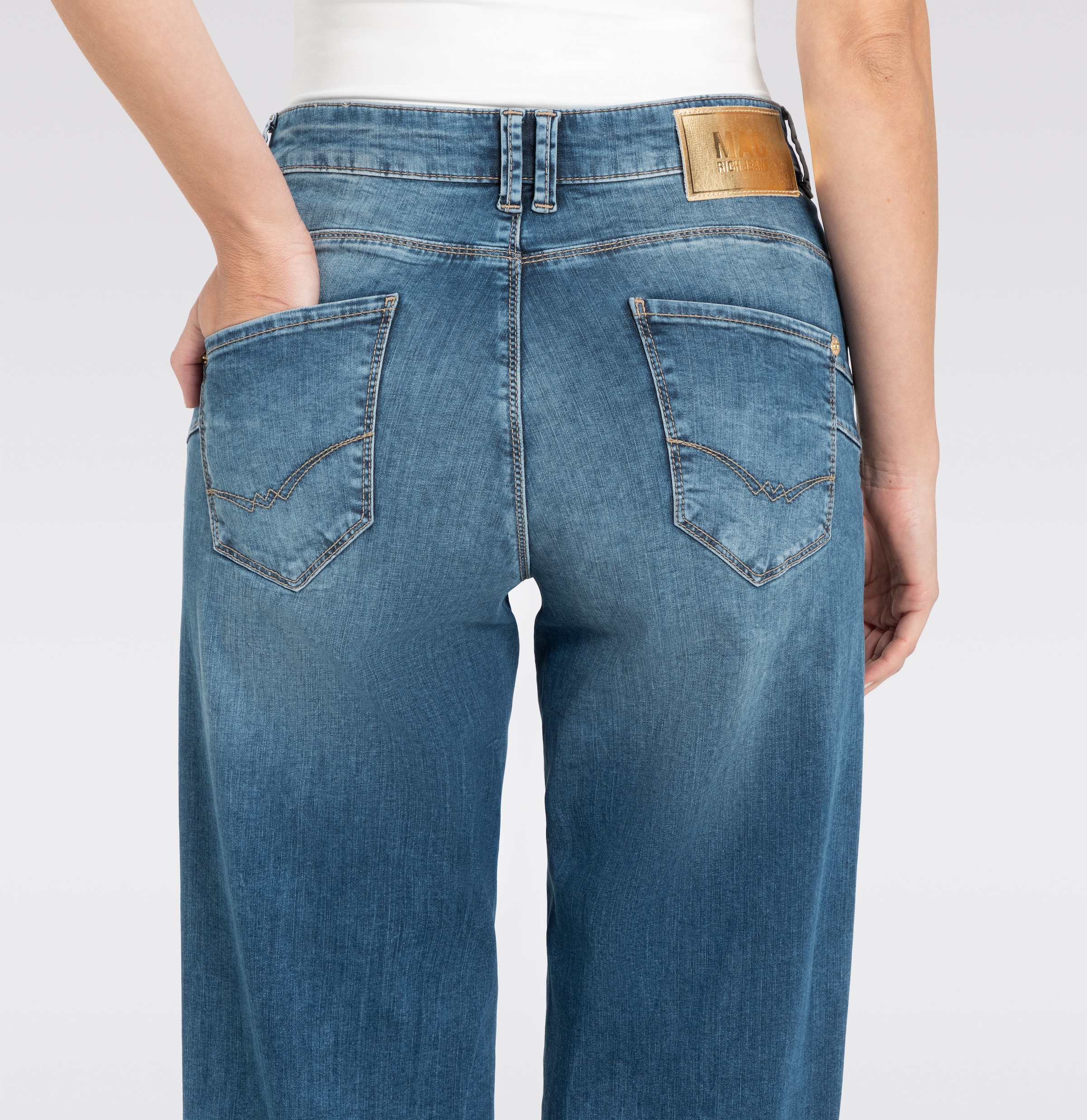 MAC Stretch-Jeans »RICH PALAZZO« Naht-Details an den Gesäßtaschen